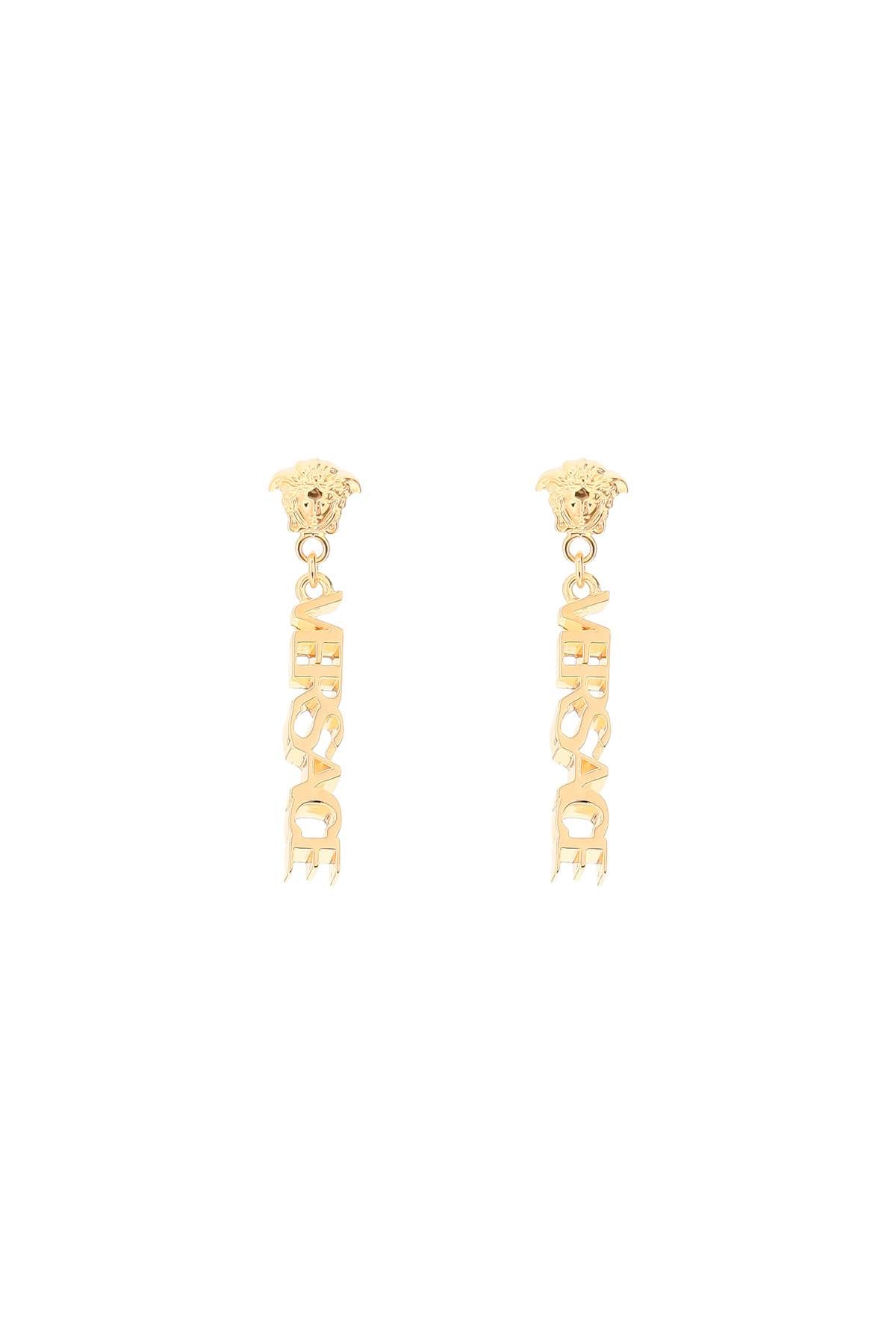 Versace logo pendant earrings