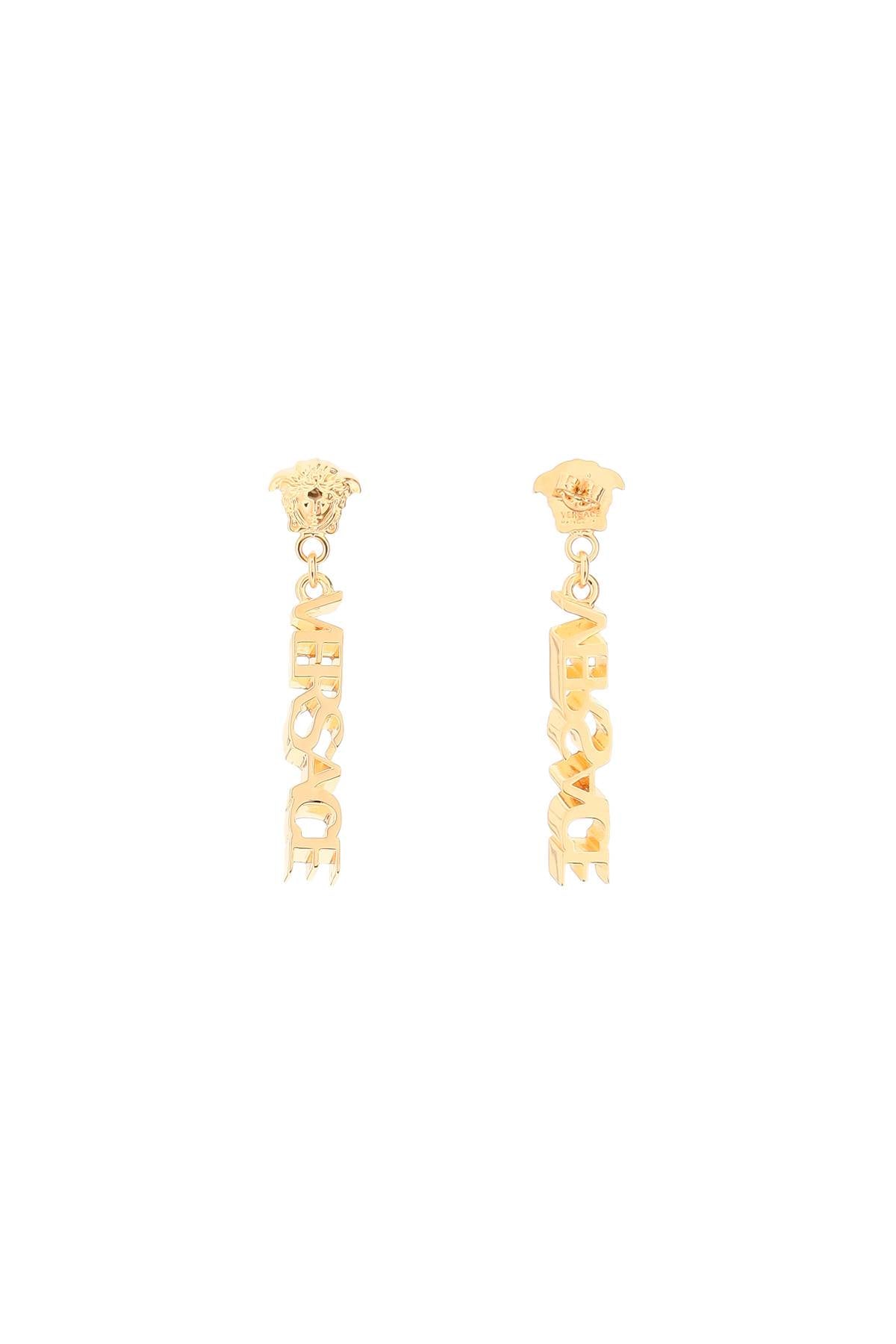 Versace logo pendant earrings