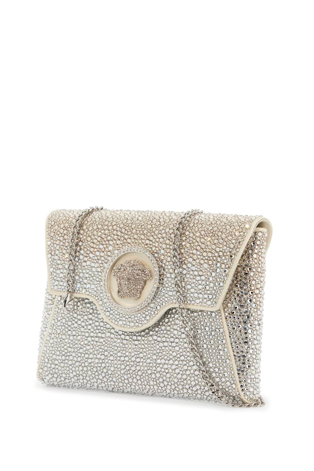 Versace la medusa envelope clutch with crystals