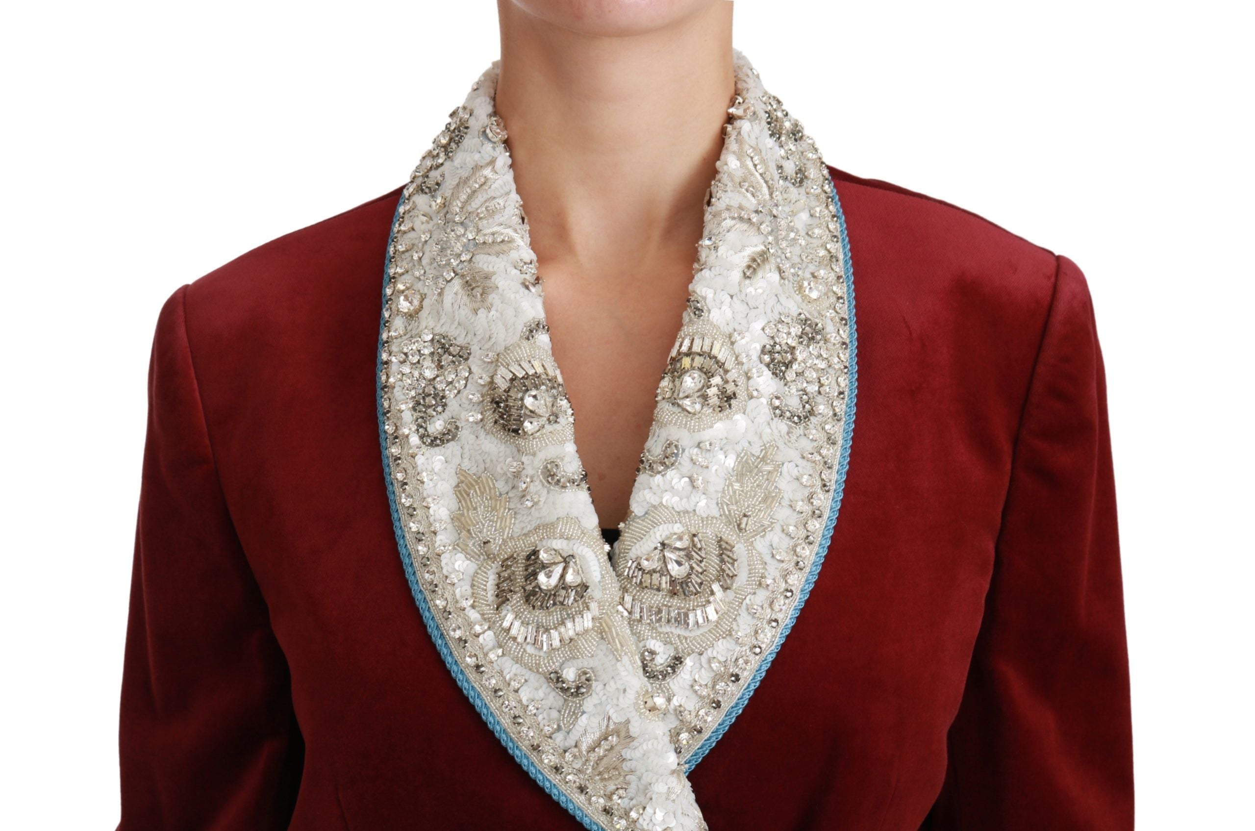 Dolce & Gabbana Opulent Red Baroque Detail Blazer