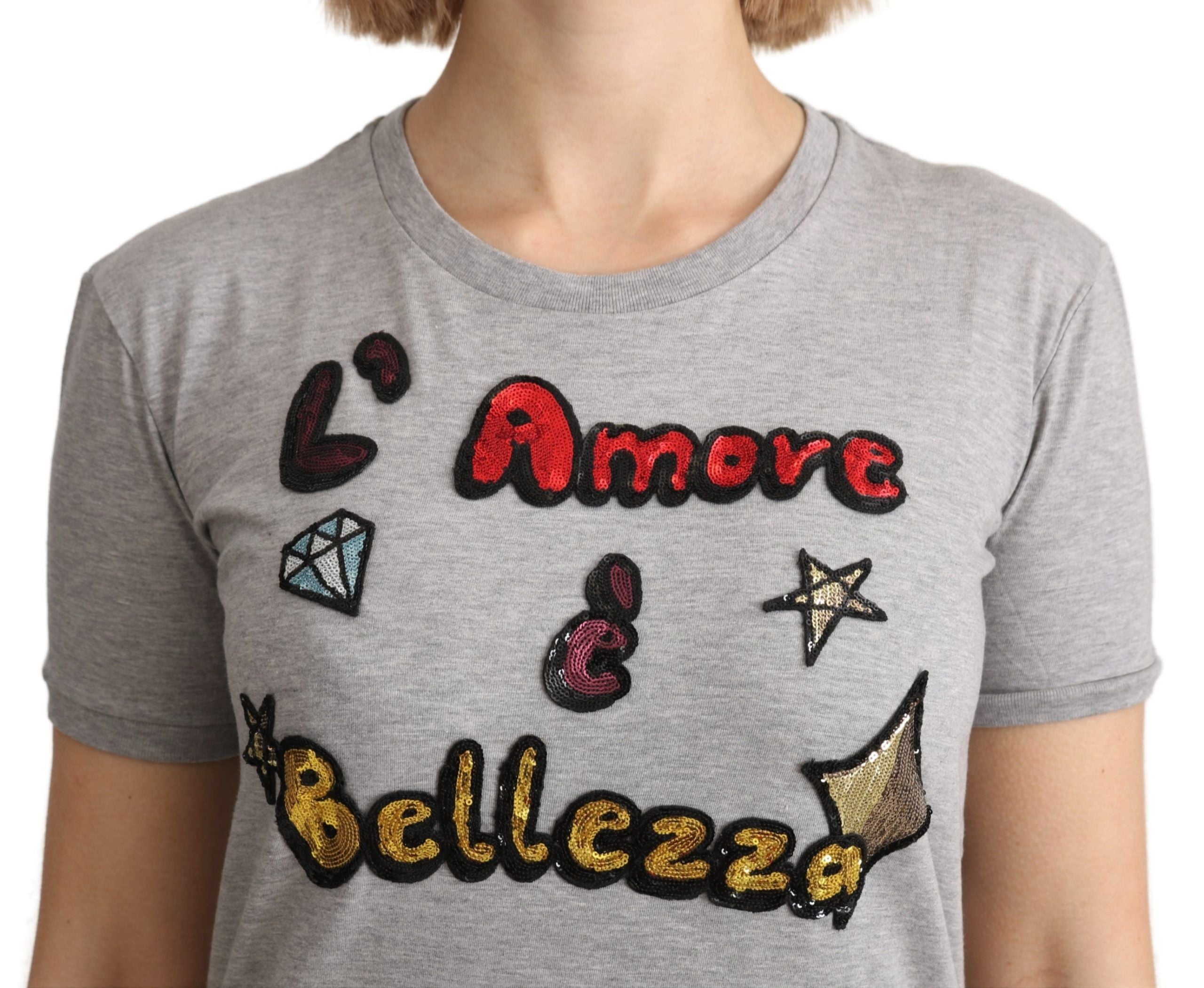 Dolce & Gabbana Sequined Motive Cotton Tee