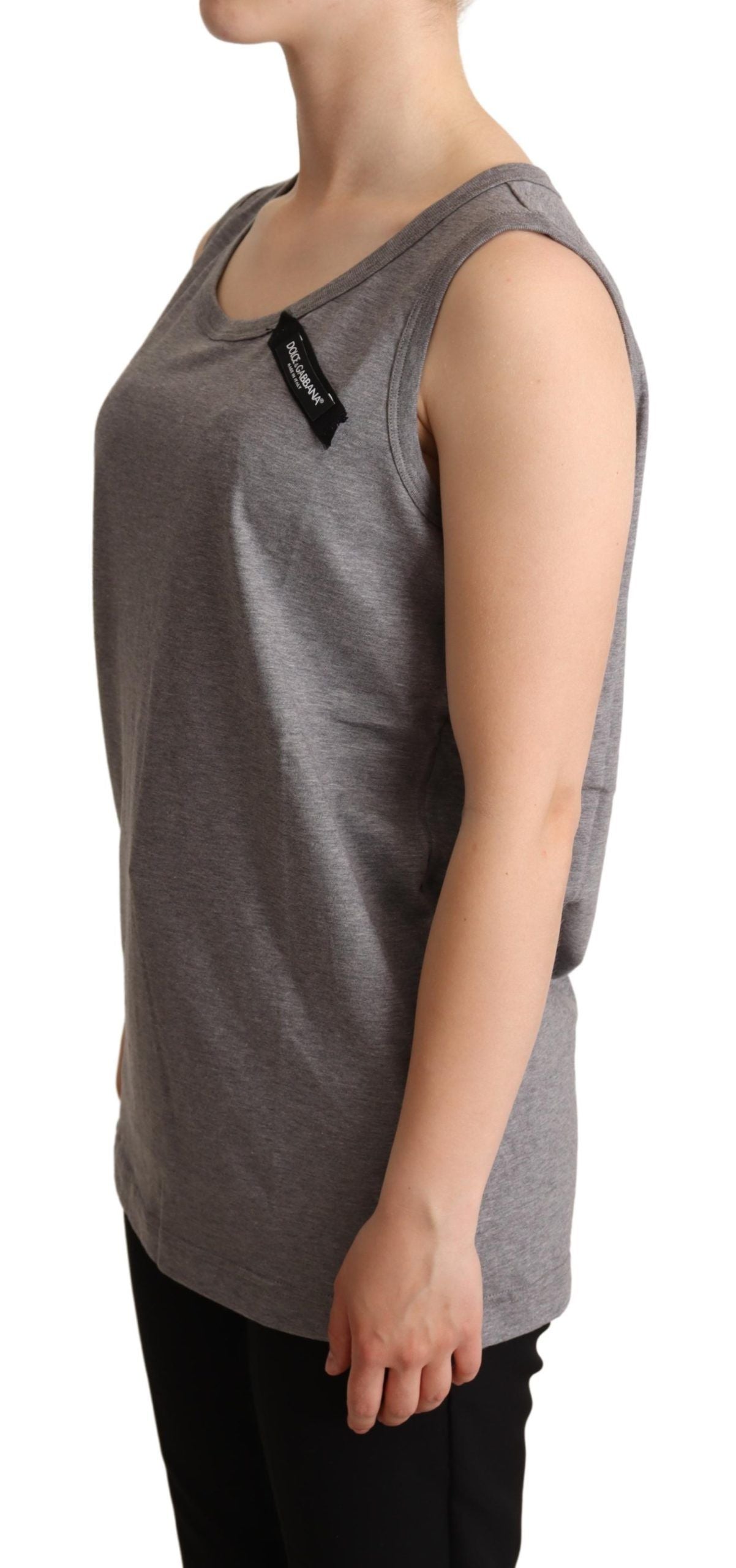 Dolce & Gabbana Elegant Gray Cotton Jersey Sleeveless Tank