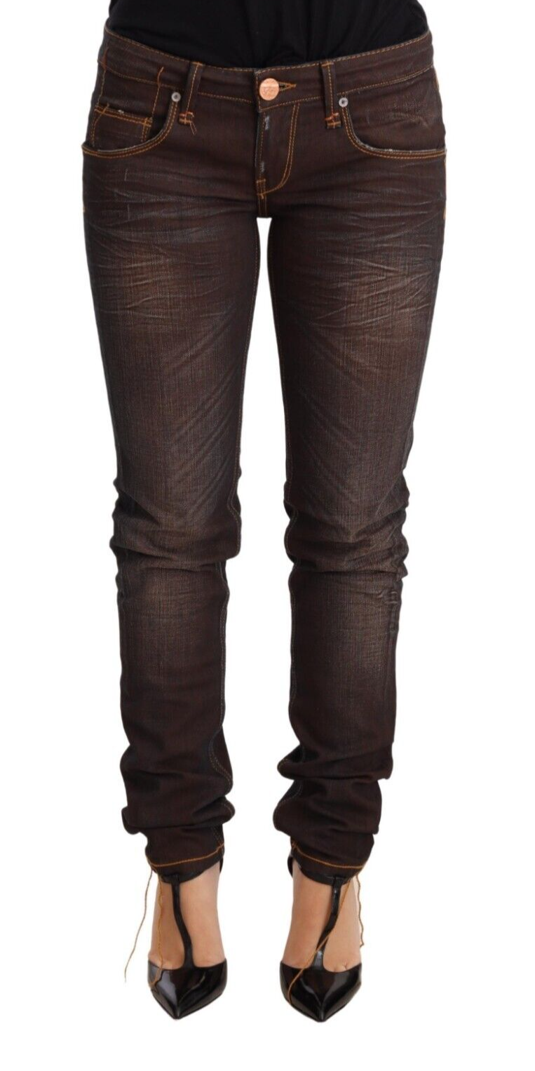 Acht Stylish Low Waist Skinny Brown Jeans