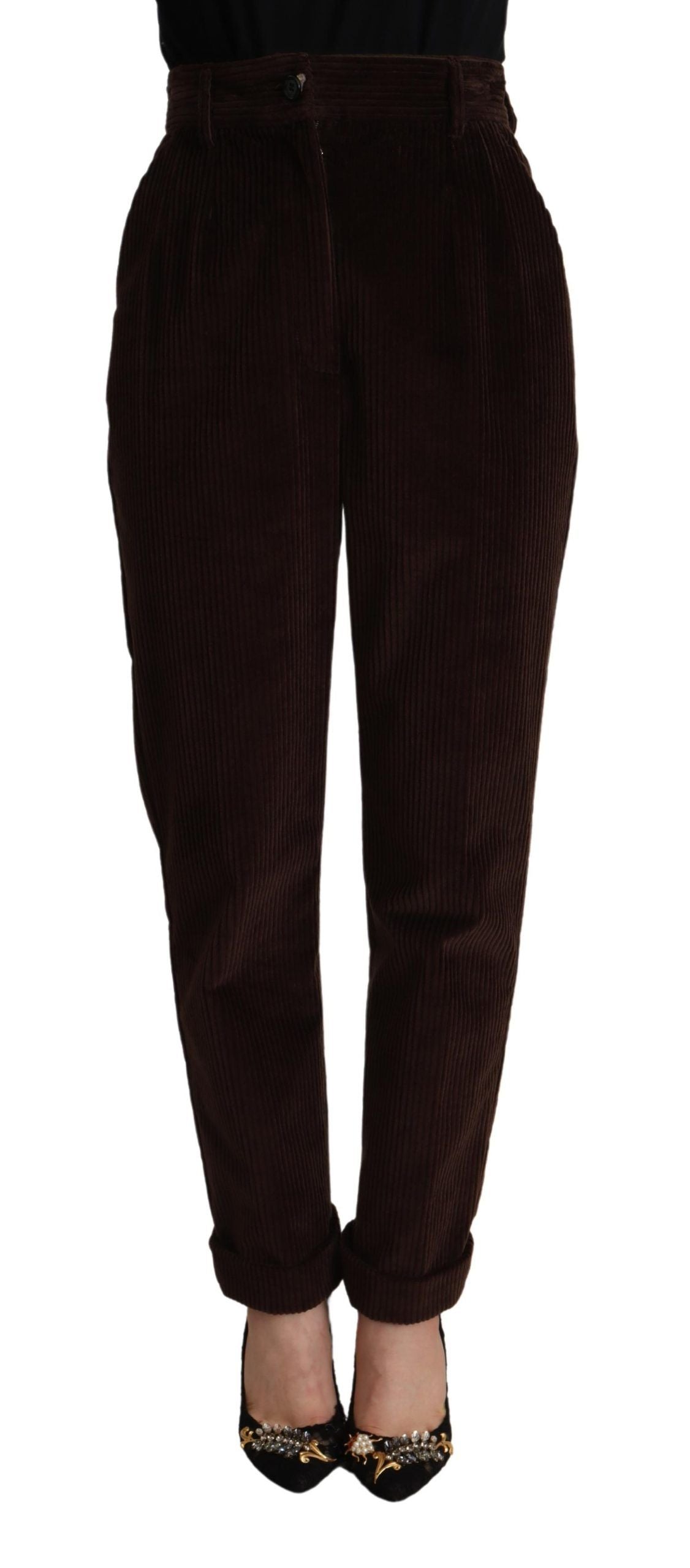 Dolce & Gabbana Elegant Bordeaux High-Waisted Corduroy Pants