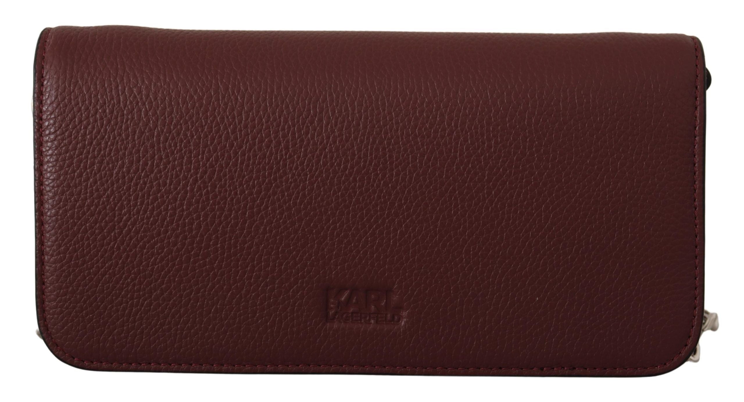 Karl Lagerfeld Elegant Wine Leather Evening Clutch