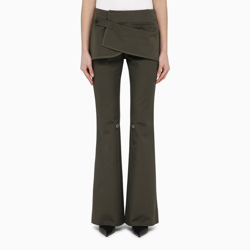 Courreges Green Cotton Military Mini Skirt Trouser