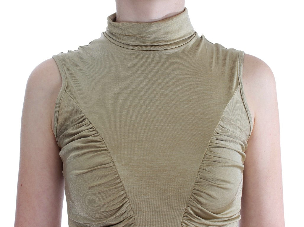 Exte Glamorous Gold Turtleneck Vest Top