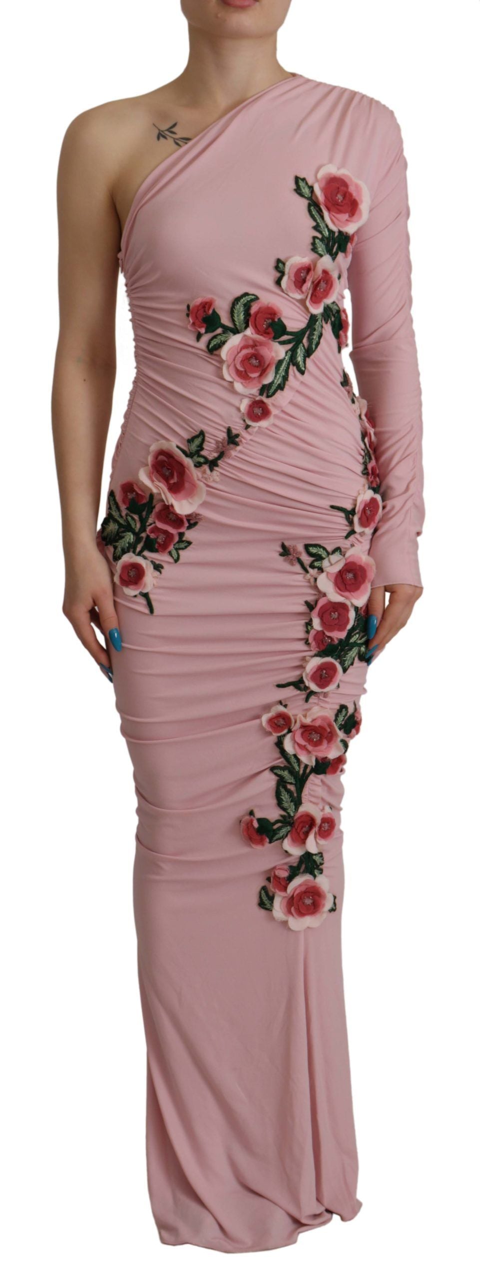 Dolce & Gabbana Elegant Pink One Shoulder Bodycon Dress