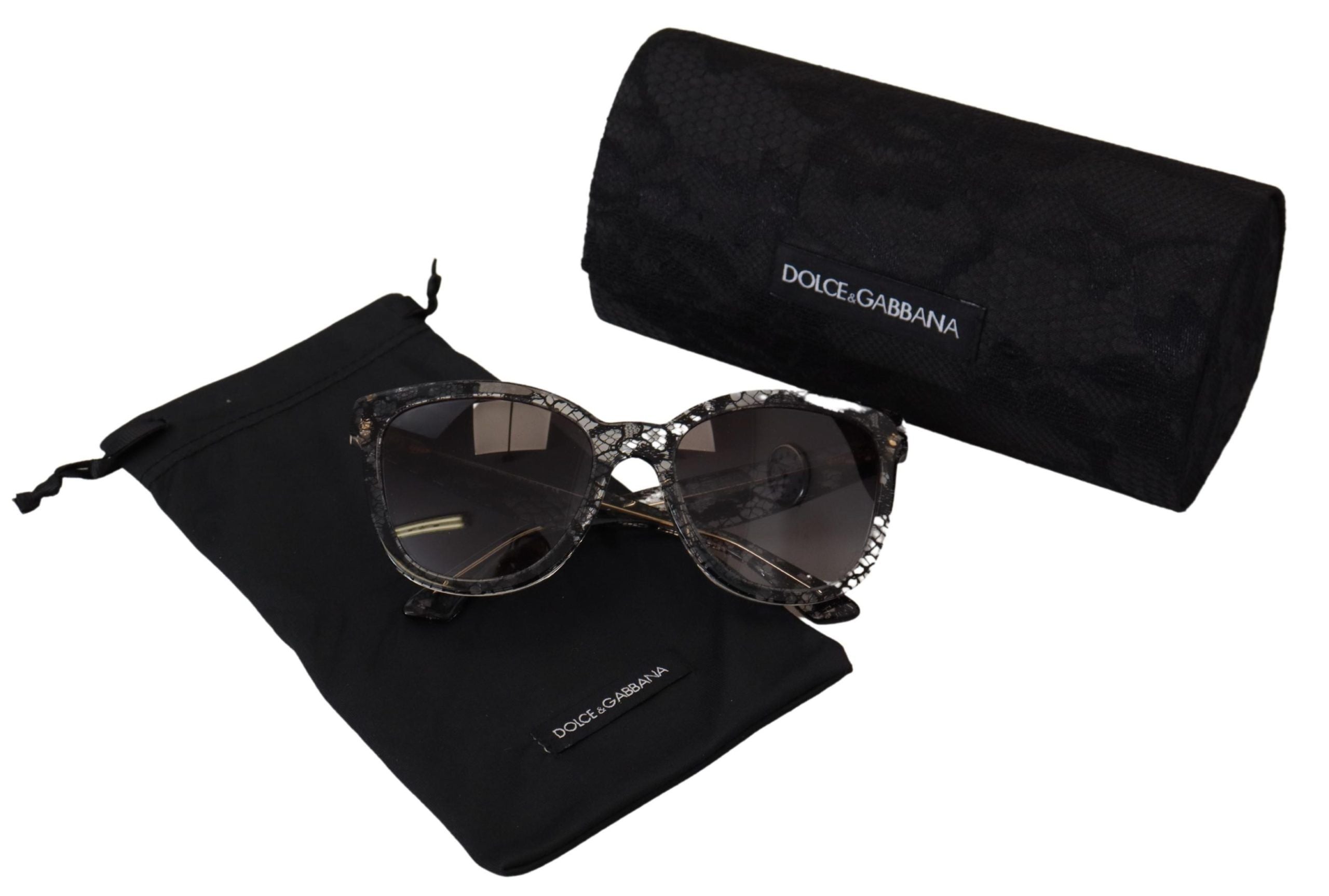 Dolce & Gabbana Elegant White Lace Applique Sunglasses