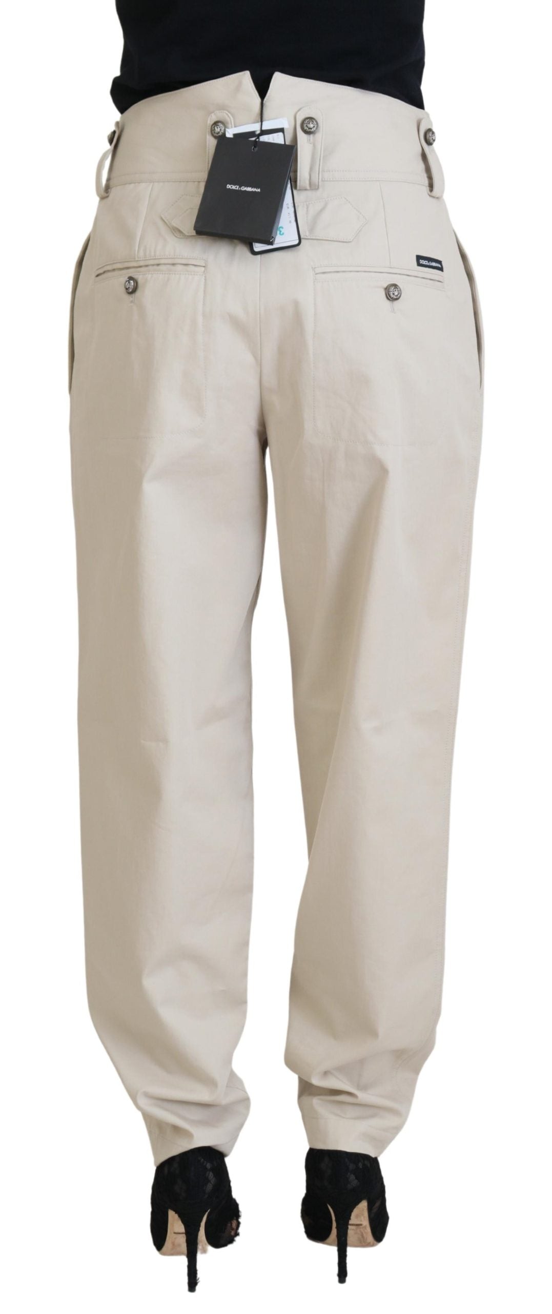 Dolce & Gabbana Elegant Beige Cotton Trousers