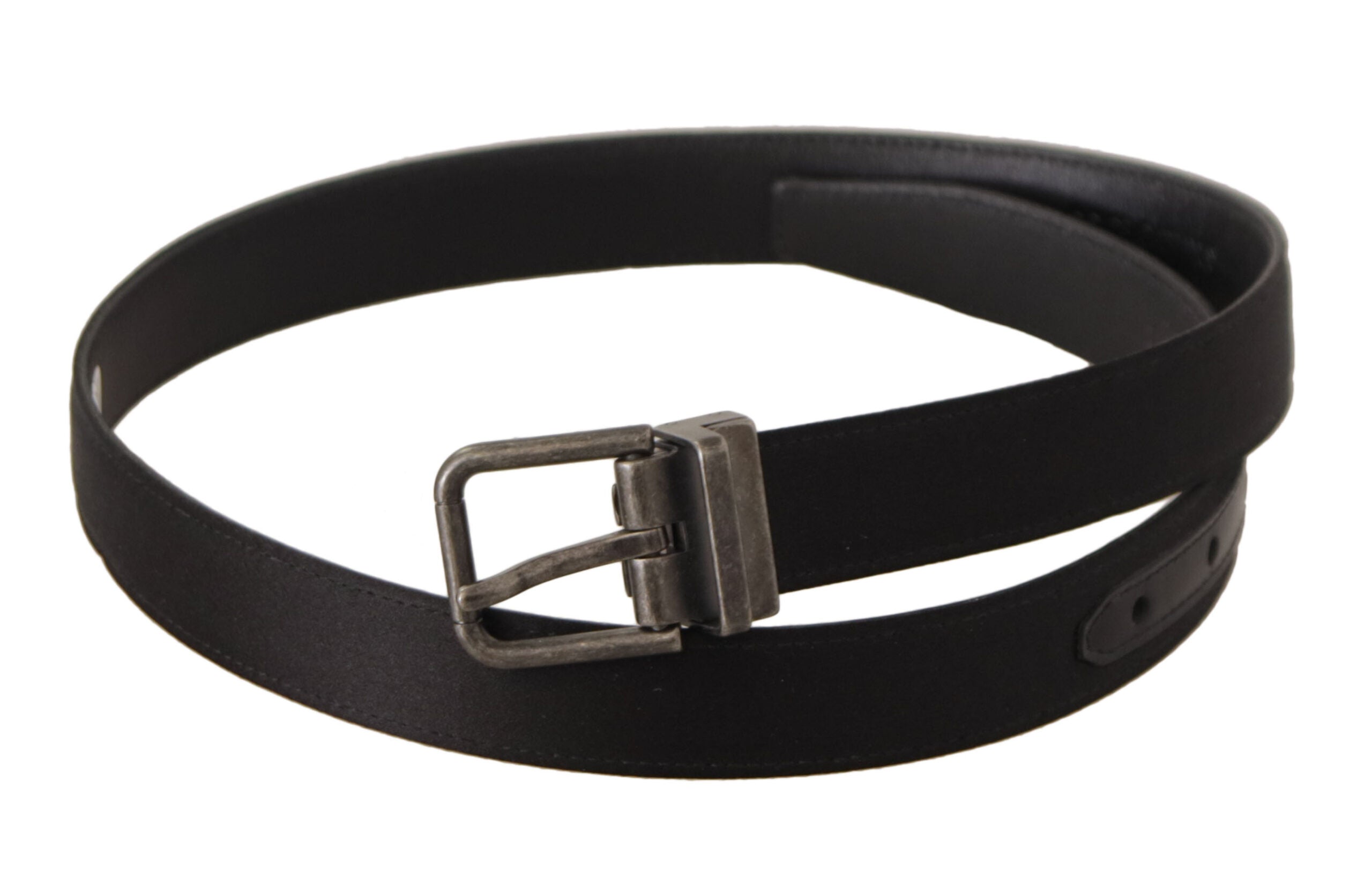 Dolce & Gabbana Elegant Black Leather Belt with Metal Buckle