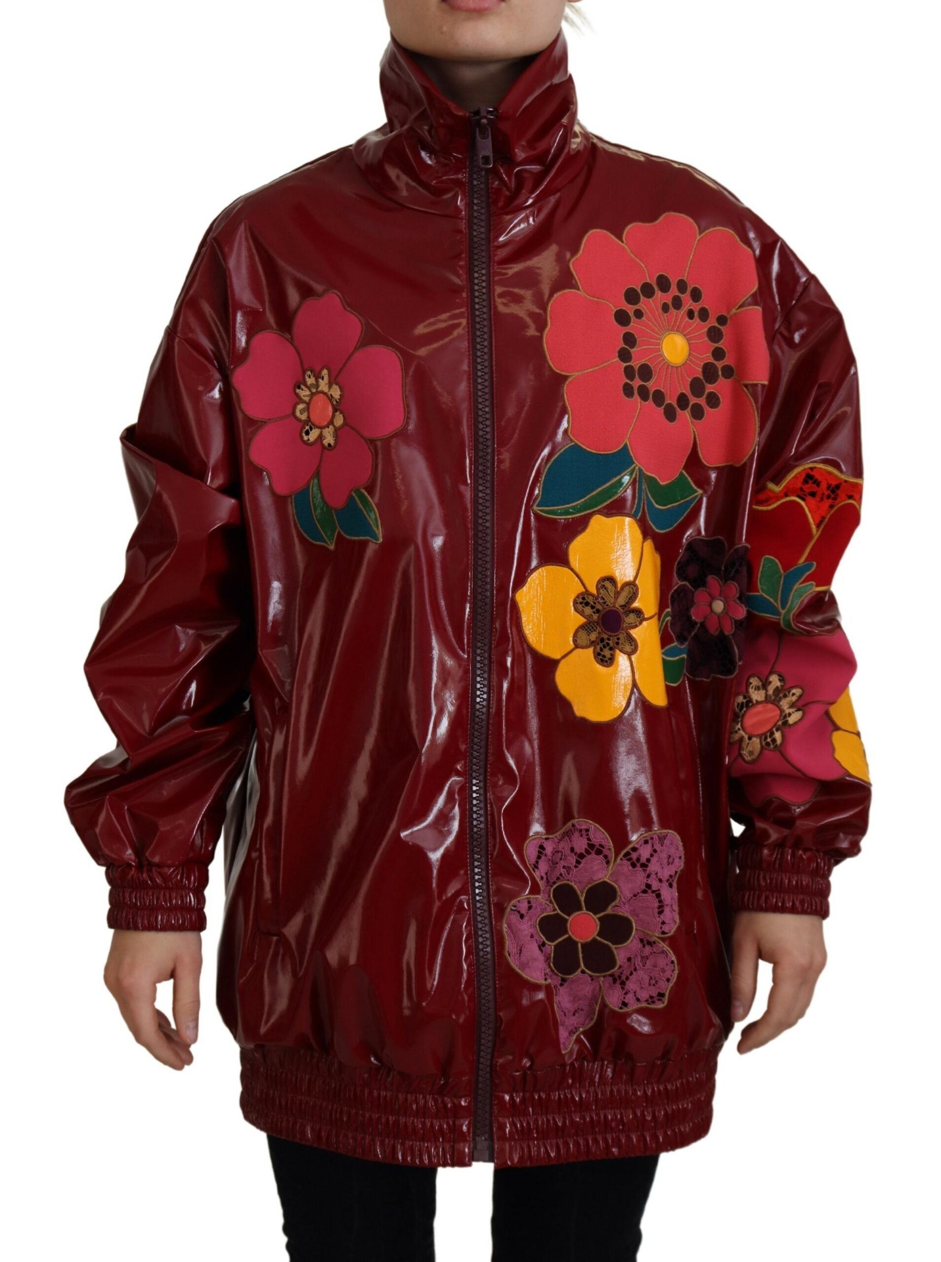 Dolce & Gabbana Maroon Floral Luxe Jacket