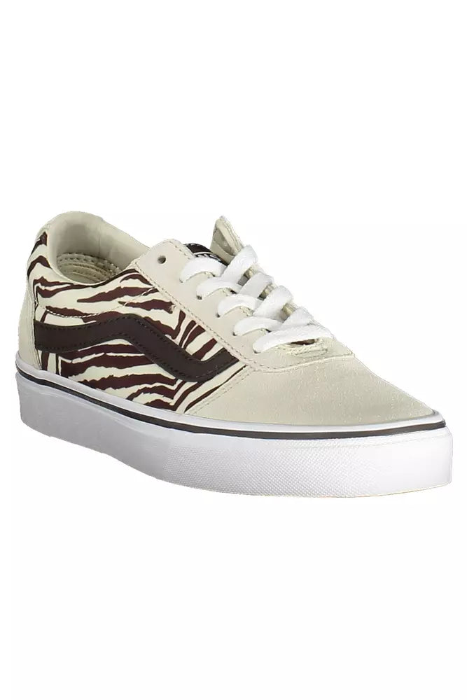 Vans Beige Lace-Up Sneaker with Contrasting Detail