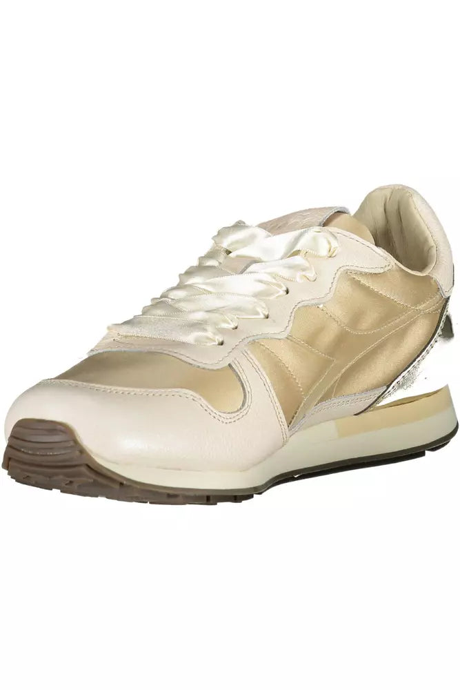 Diadora Beige Lace-Up Sneaker with Contrasting Details