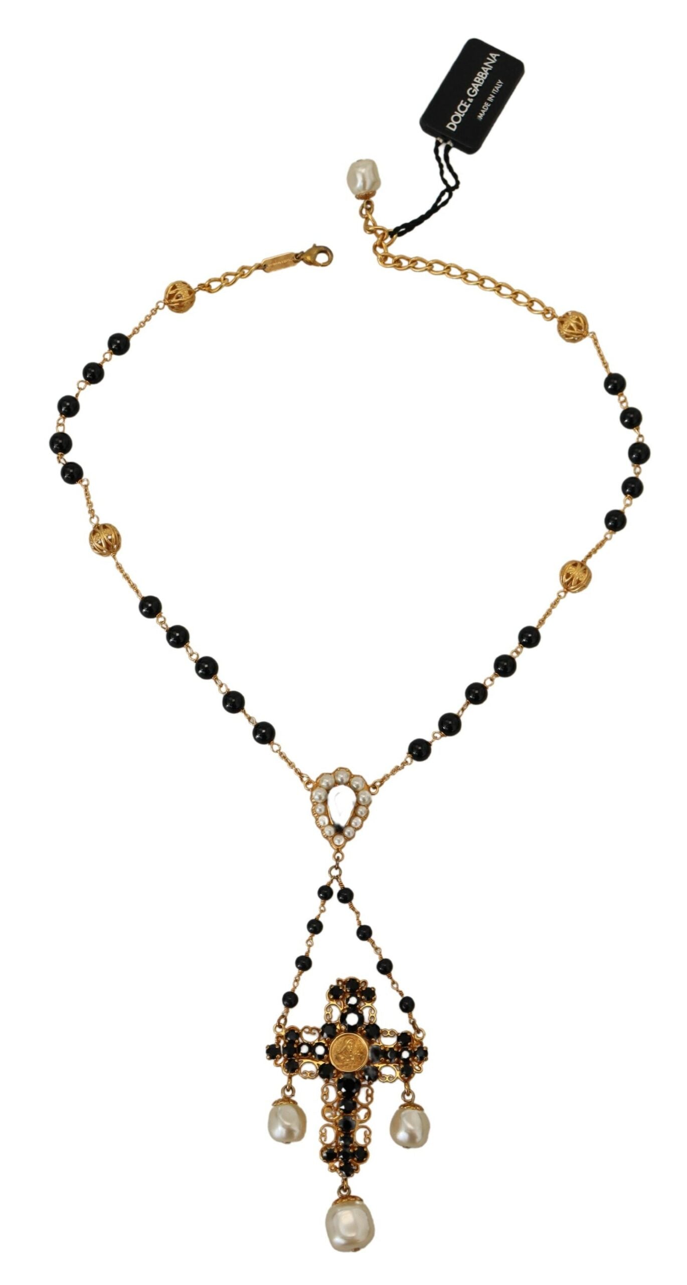 Dolce & Gabbana Elegant Crystal Cross Charm Necklace