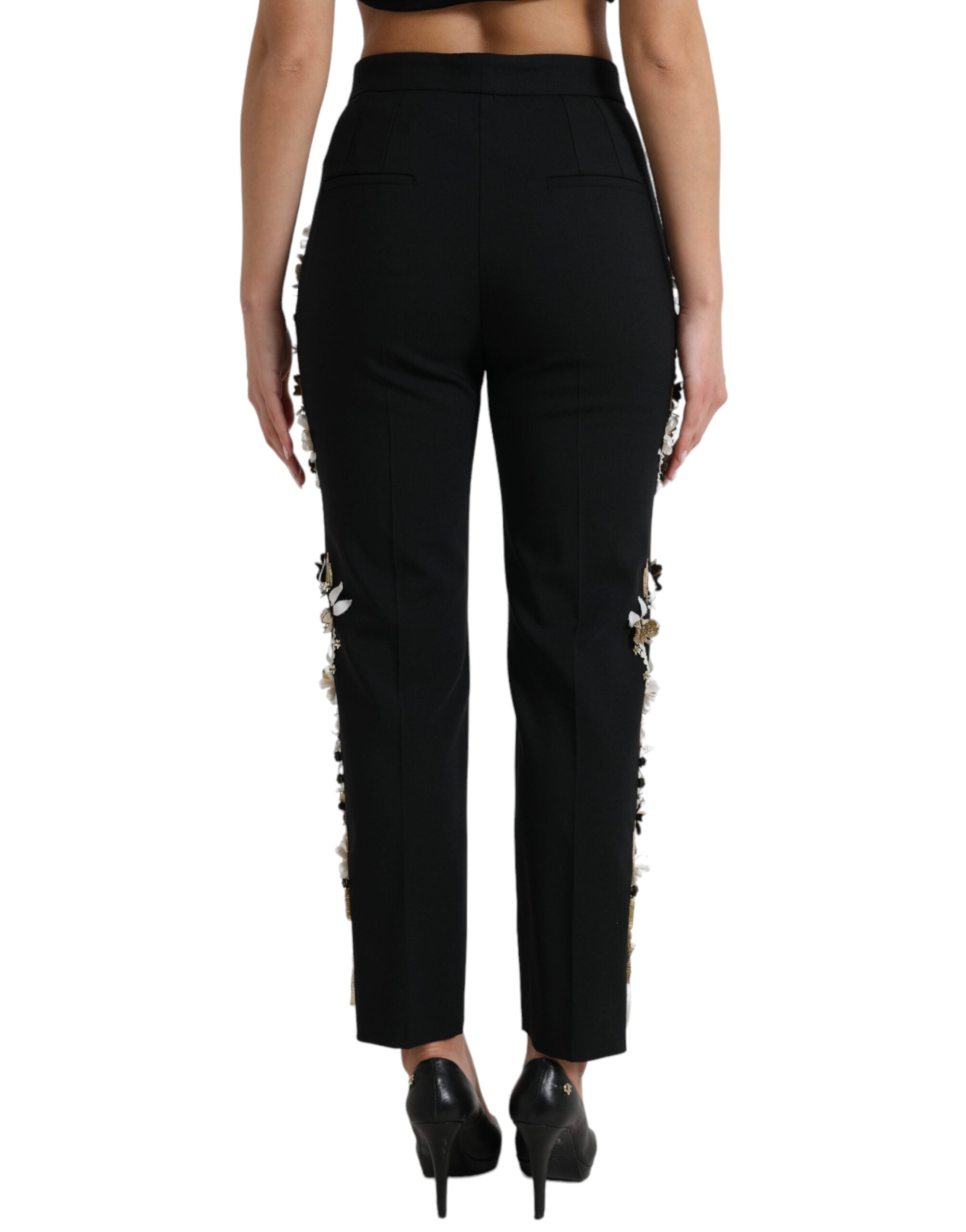 Dolce & Gabbana Elegant High Waist Floral Tapered Pants