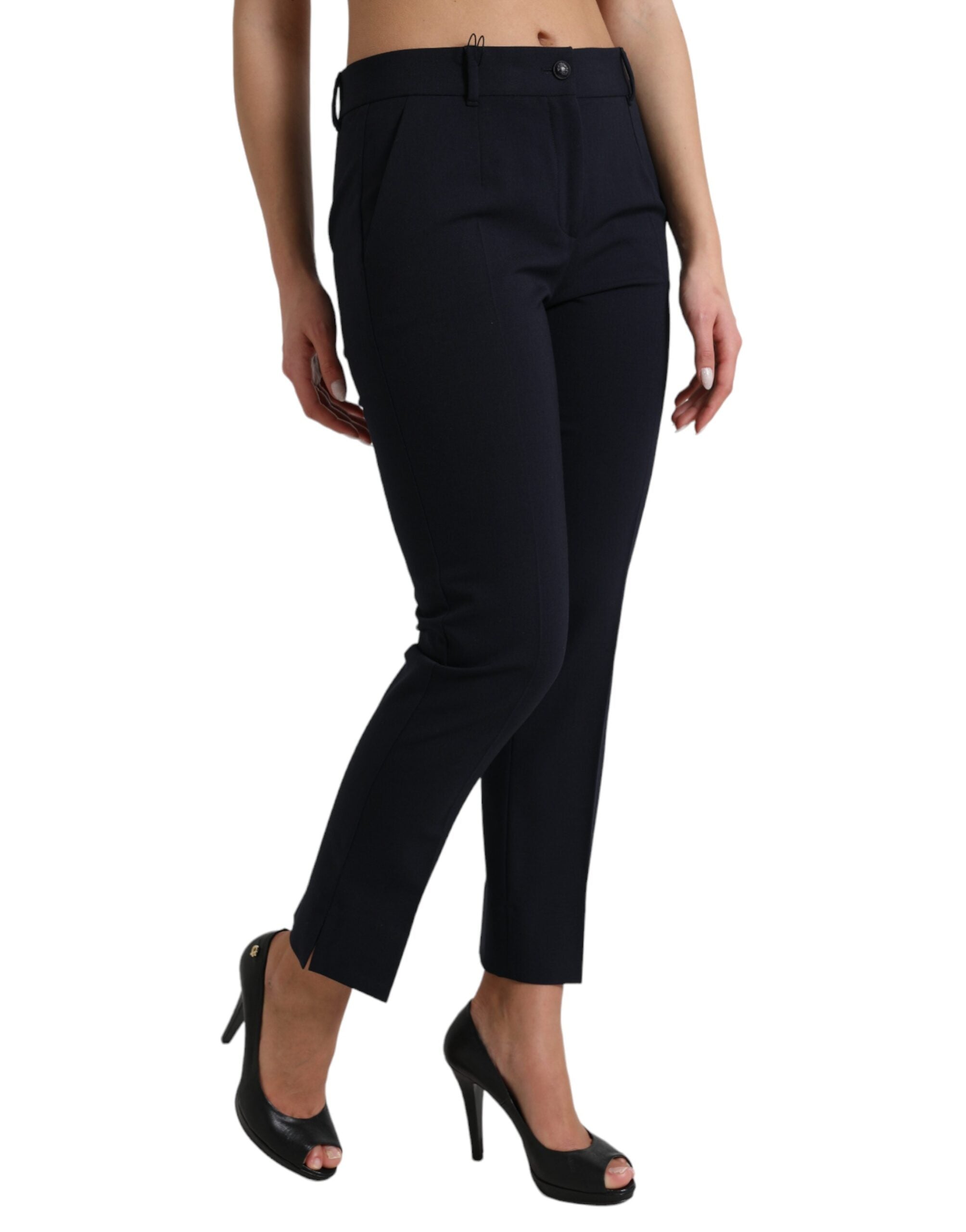 Dolce & Gabbana Elegant Mid Waist Tapered Pants in Blue