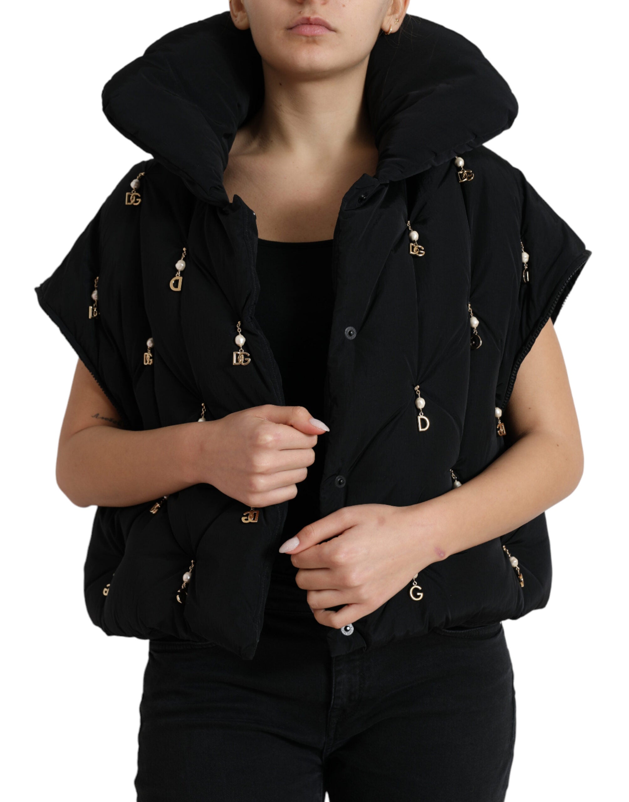 Dolce & Gabbana Elegant Quilted Jacket with Pearl Embellishment