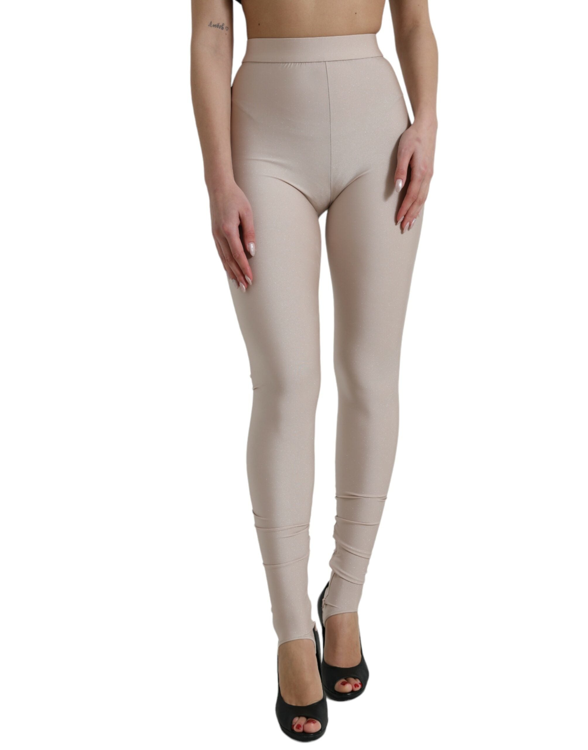 Dolce & Gabbana Chic Beige High Waist Leggings