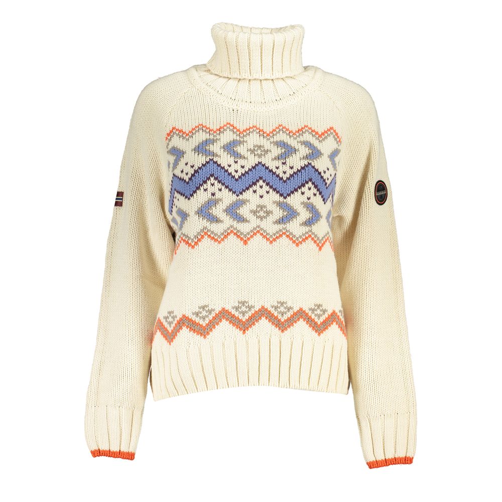 Napapijri Chic Beige High Neck Sweater with Elegant Detailing