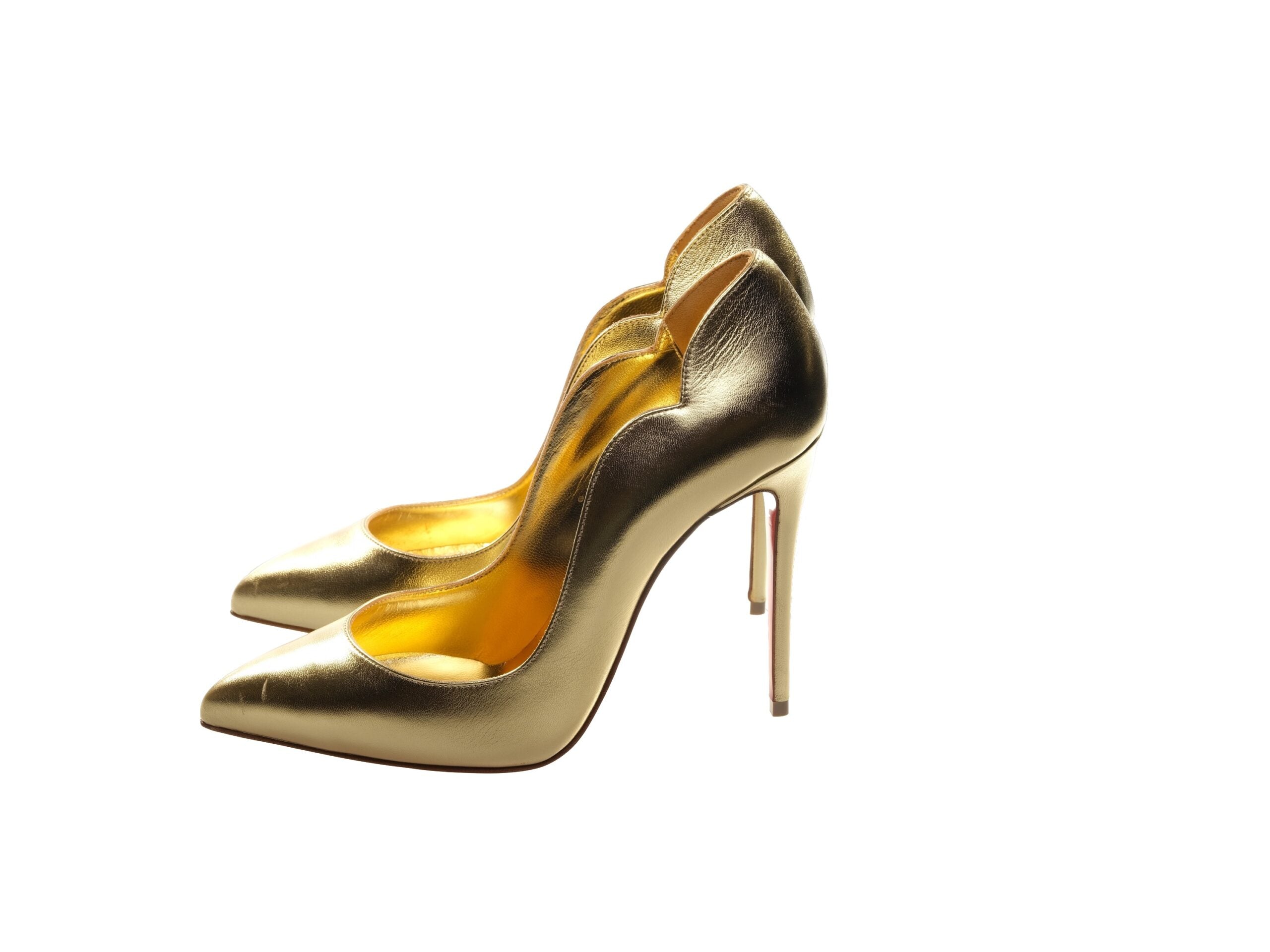 Christian Louboutin Hot Chick 100 Gold High Heel Pump