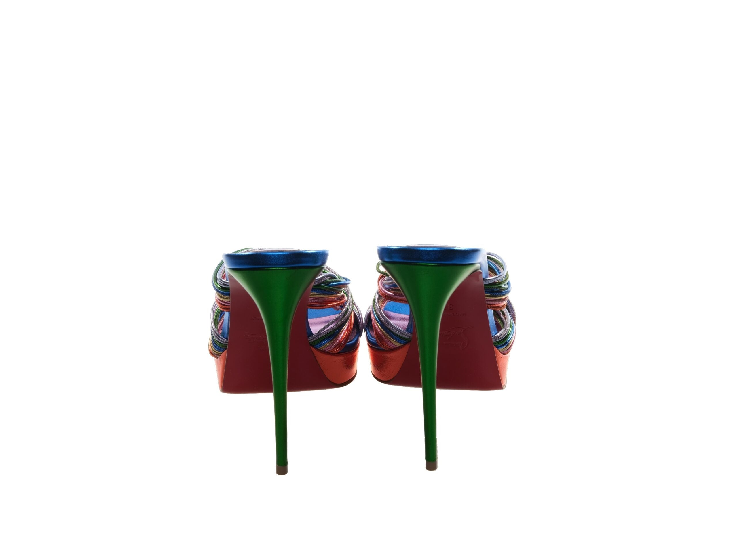 Christian Louboutin Multitaski Alta 120 Multicoloured Leather Knotted Strappy High Heel Mules