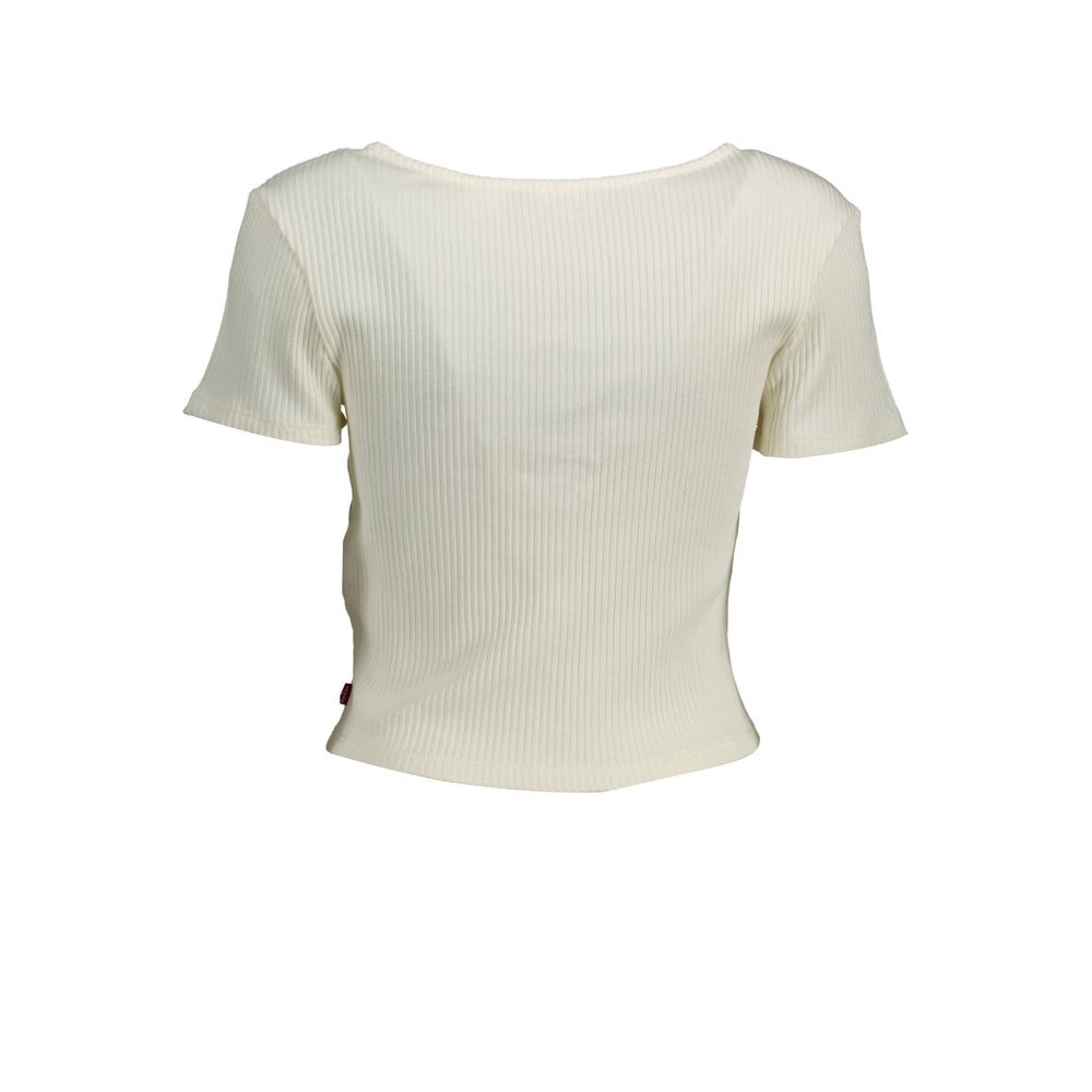 Levi's Chic White Buttoned Tee with Wide Neckline