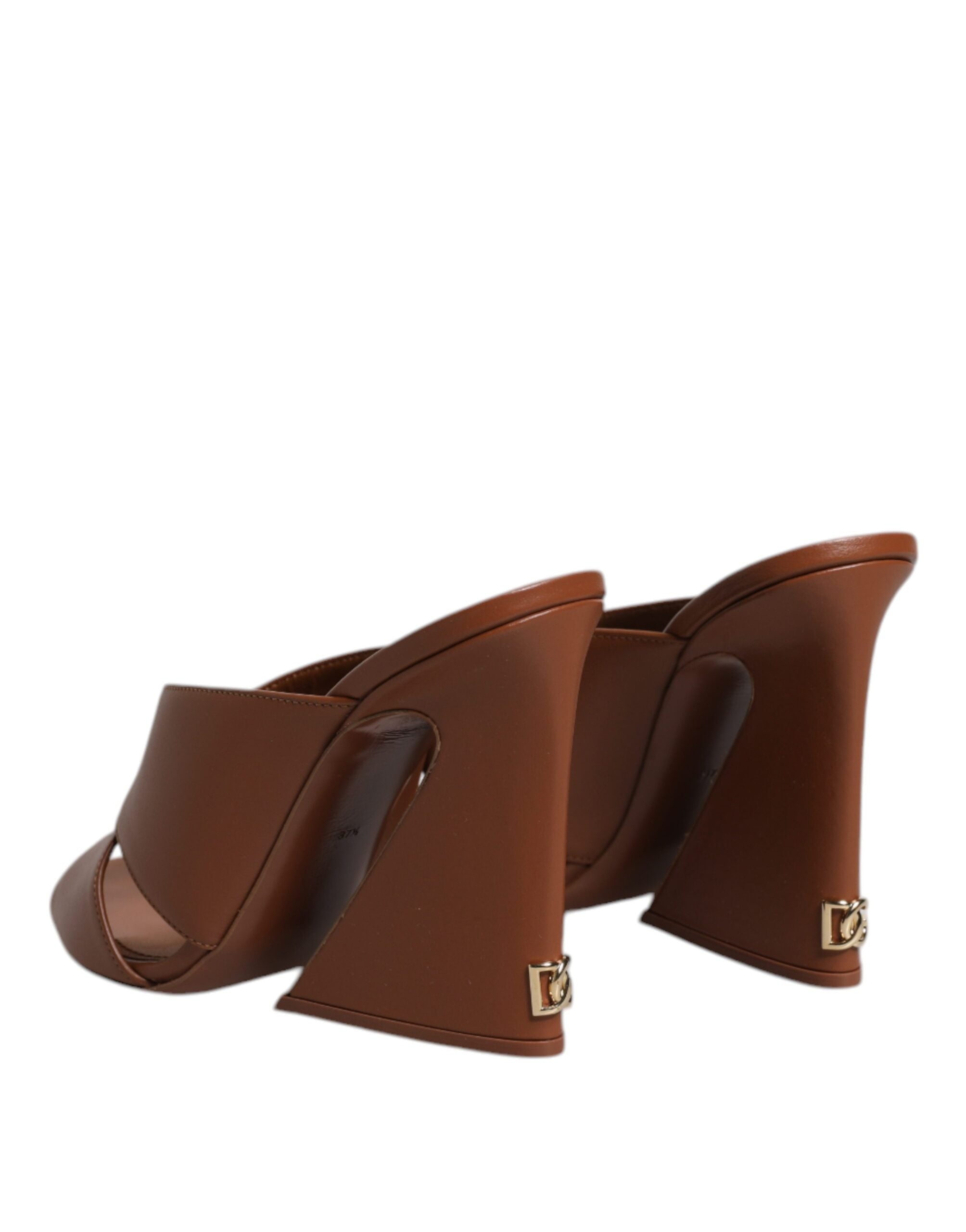 Dolce & Gabbana Maroon Logo Keira Leather Slides Sandals Shoes