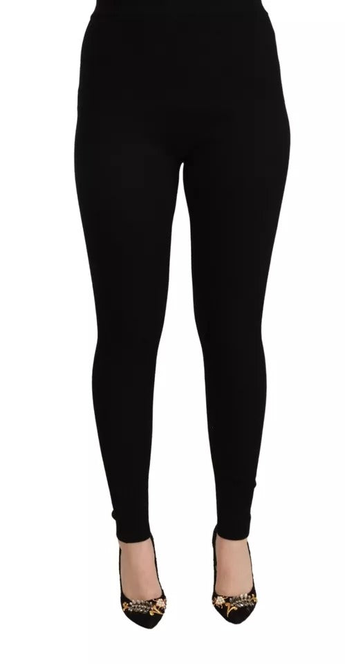 Dolce & Gabbana Black High Waist Stretch Pants Tights