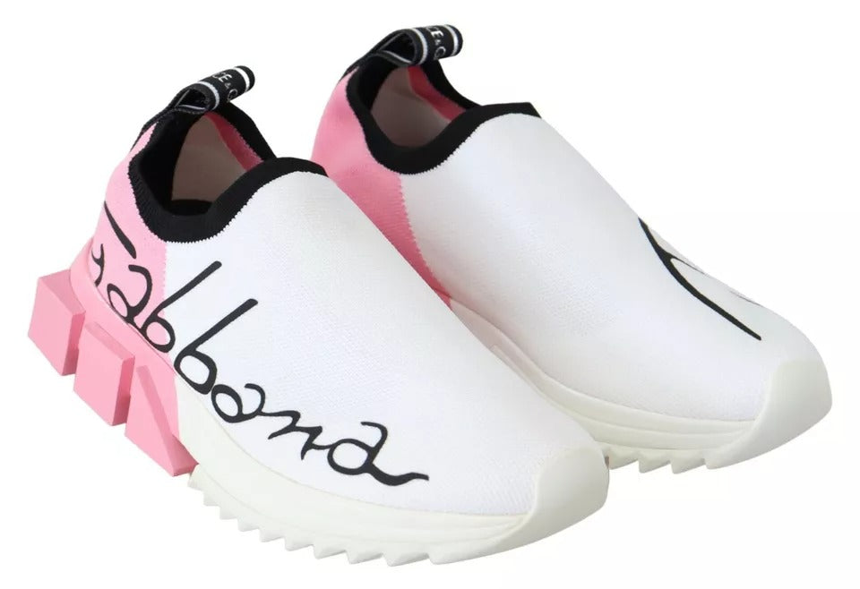 Dolce & Gabbana Pink White Logo Sorrento Sneakers Shoes