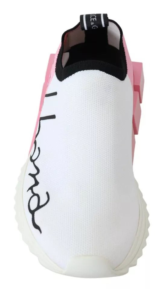 Dolce & Gabbana Pink White Logo Sorrento Sneakers Shoes