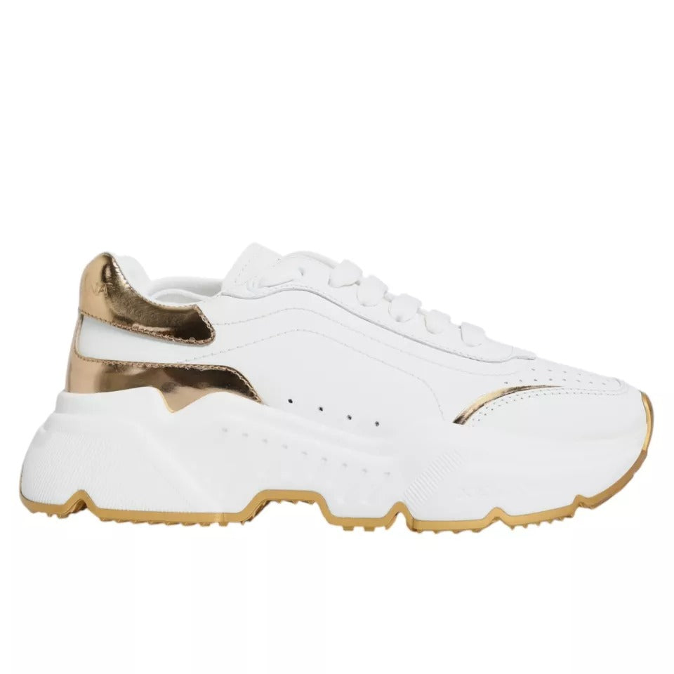 Dolce & Gabbana White Gold Daymaster Low Top Sneakers Shoes