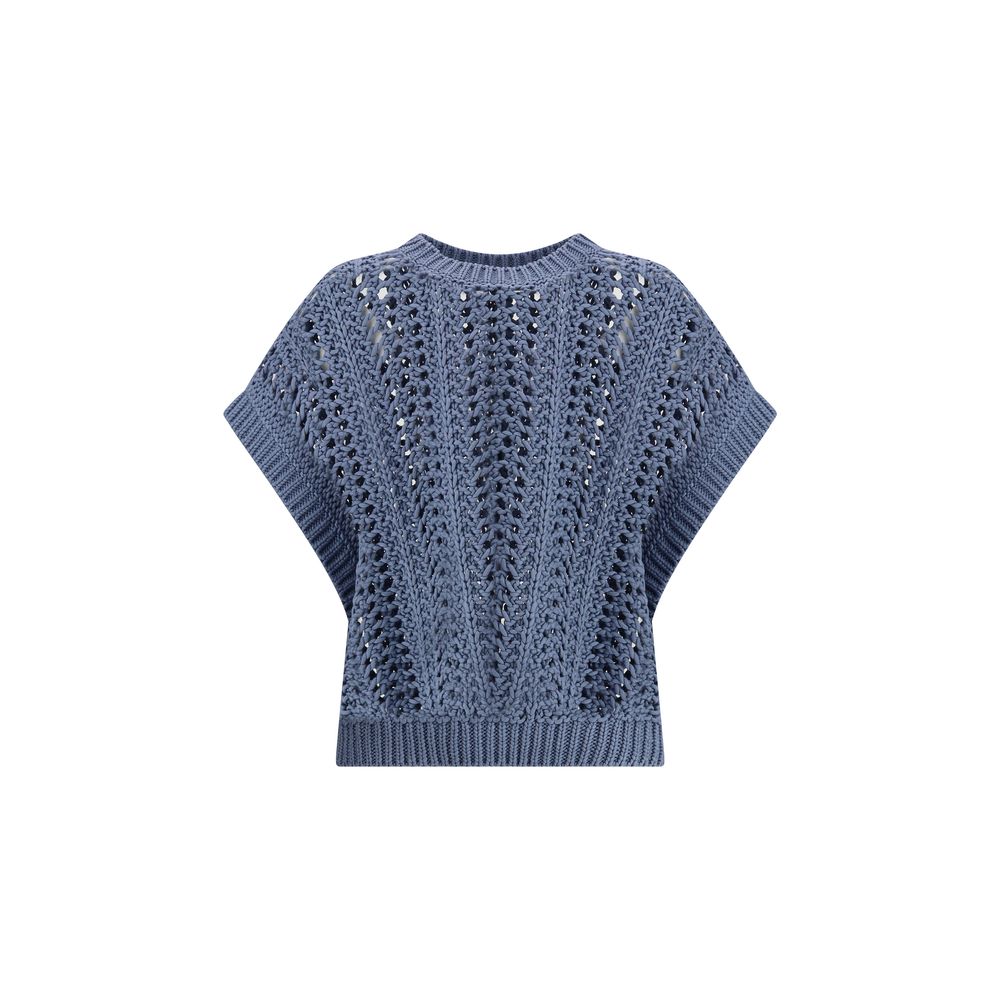 Brunello Cucinelli Lace-Knit  Vest