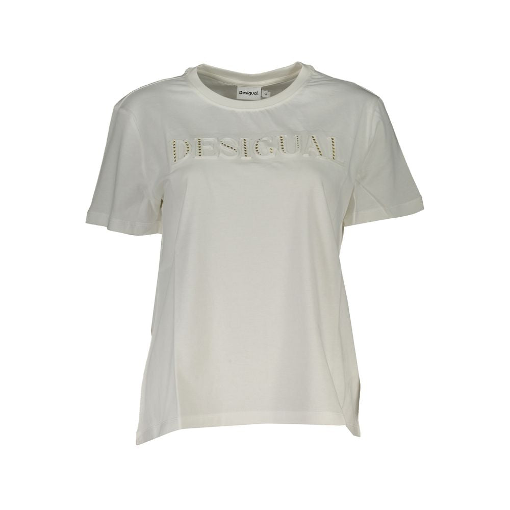 Desigual White Cotton T-Shirt