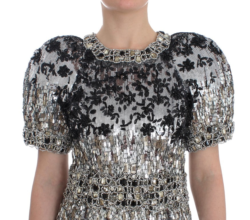 Dolce & Gabbana Silver Crystal Embellished Shift Dress Masterpiece