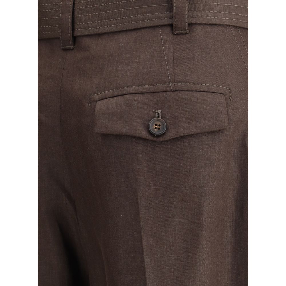 Brunello Cucinelli Belted Linen Pants