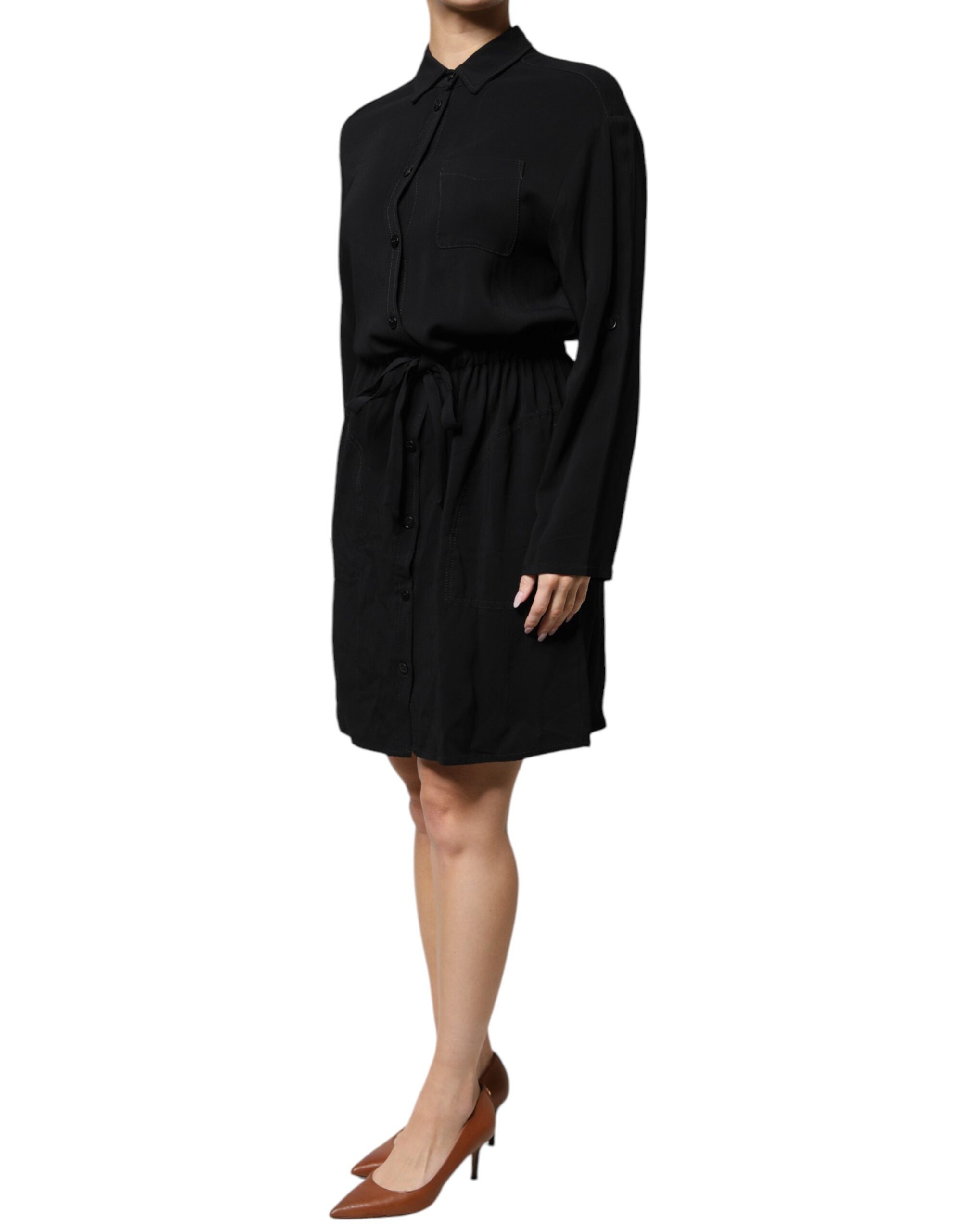 Emporio Armani Black Viscose Long Sleeves A-line Mini Dress