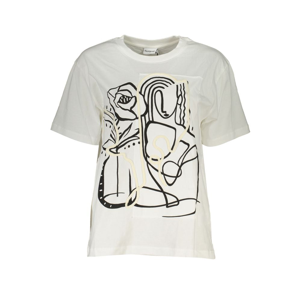 Desigual White Cotton T-Shirt