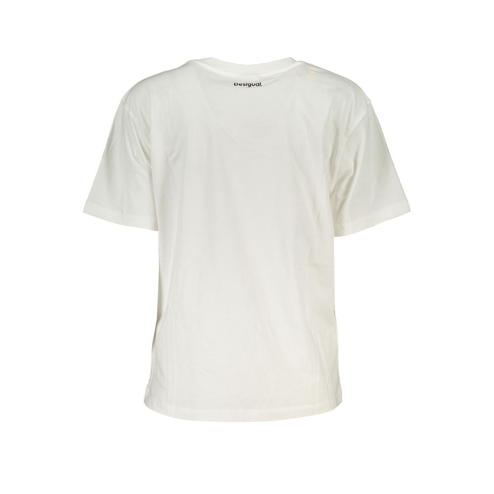 Desigual White Cotton T-Shirt