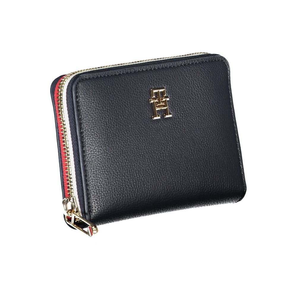 Tommy Hilfiger Sleek Blue Multipurpose Wallet with Zip Closure