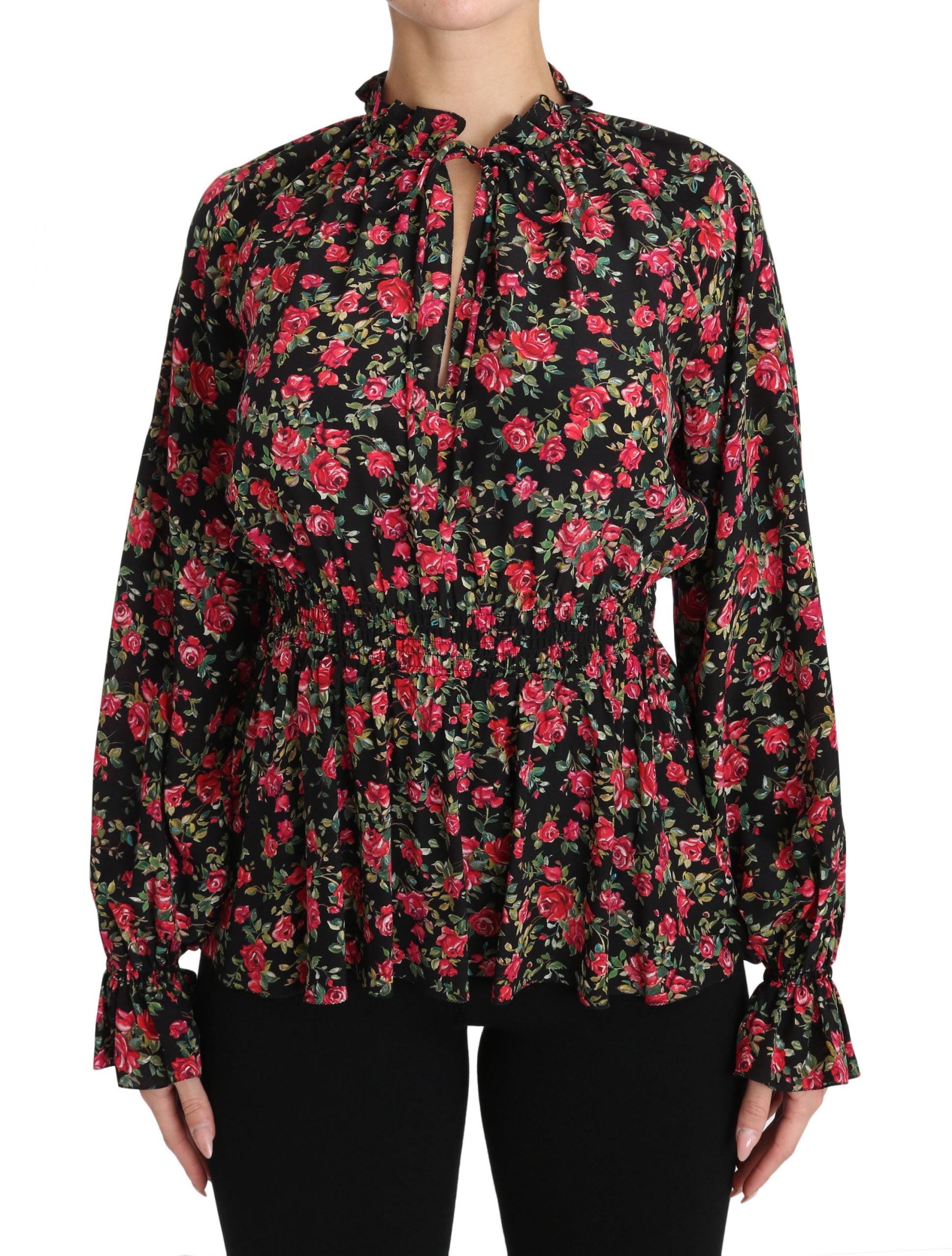 Dolce & Gabbana Elegant Black Floral Silk Shirt