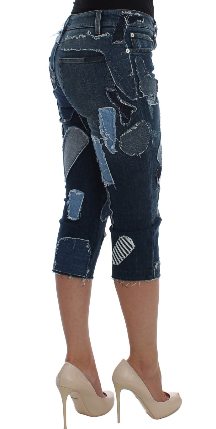 Dolce & Gabbana Chic Blue Patchwork Denim Shorts