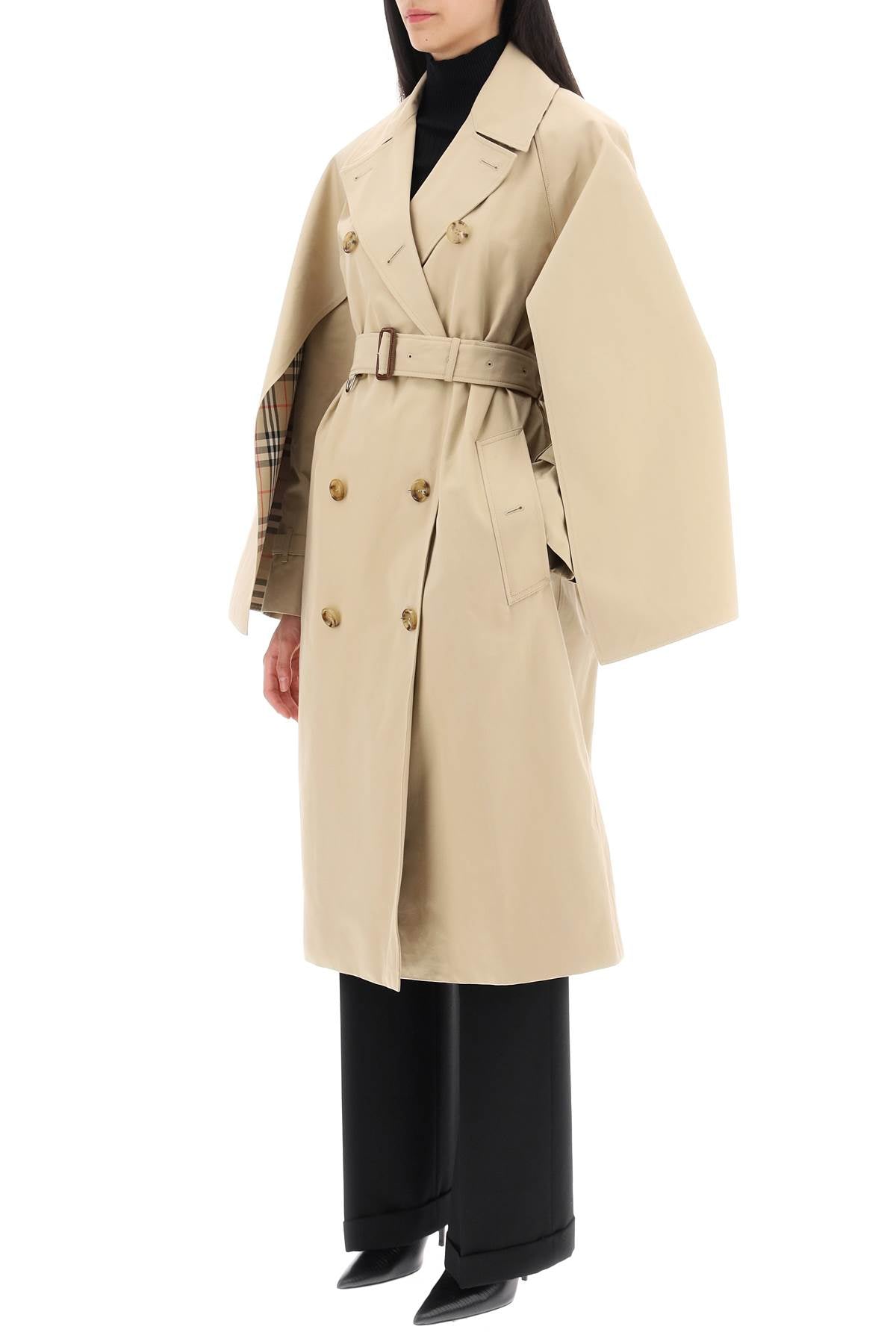 Burberry 'ness' double-breasted raincoat in cotton gabardine