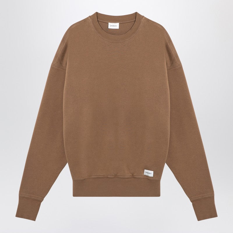 Saint Laurent Cotton Caramel Coloured Plush Sweat-Shirt
