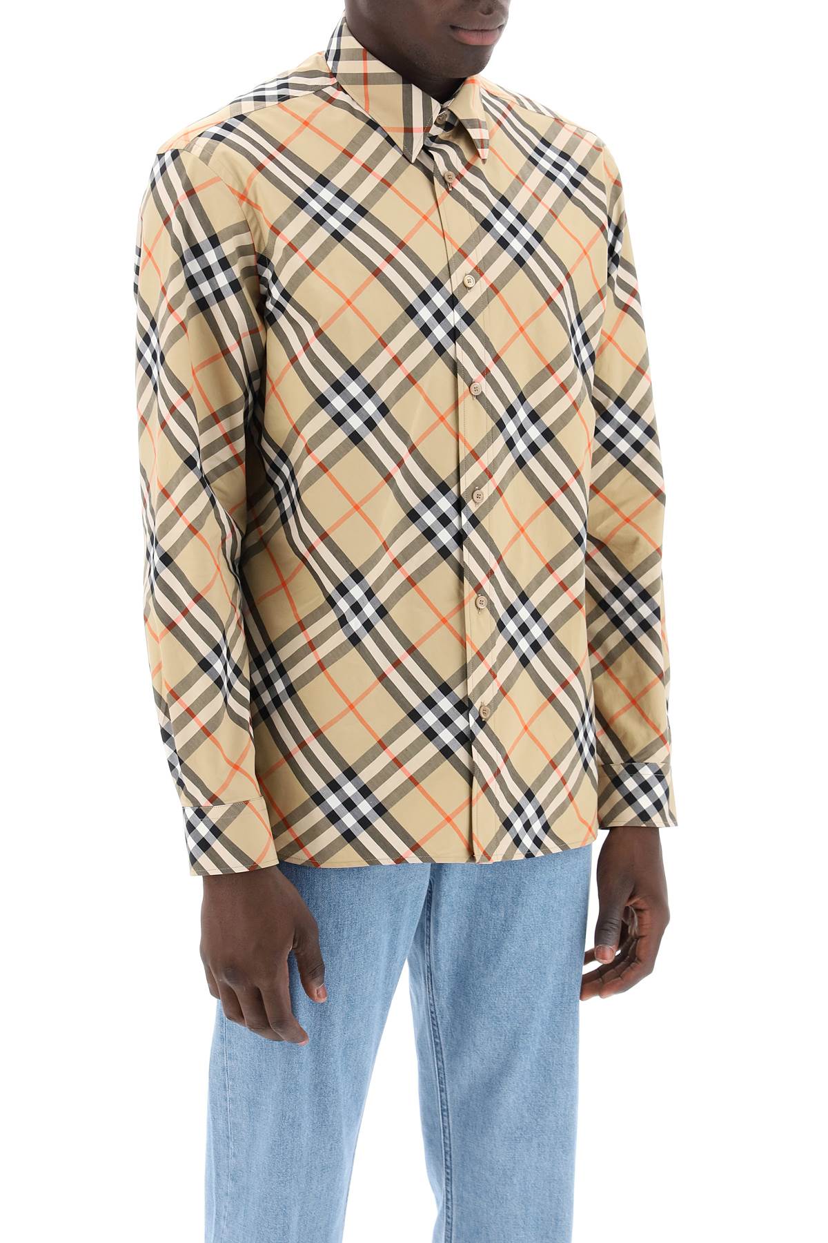 Burberry ered cotton long-sleeved shirt