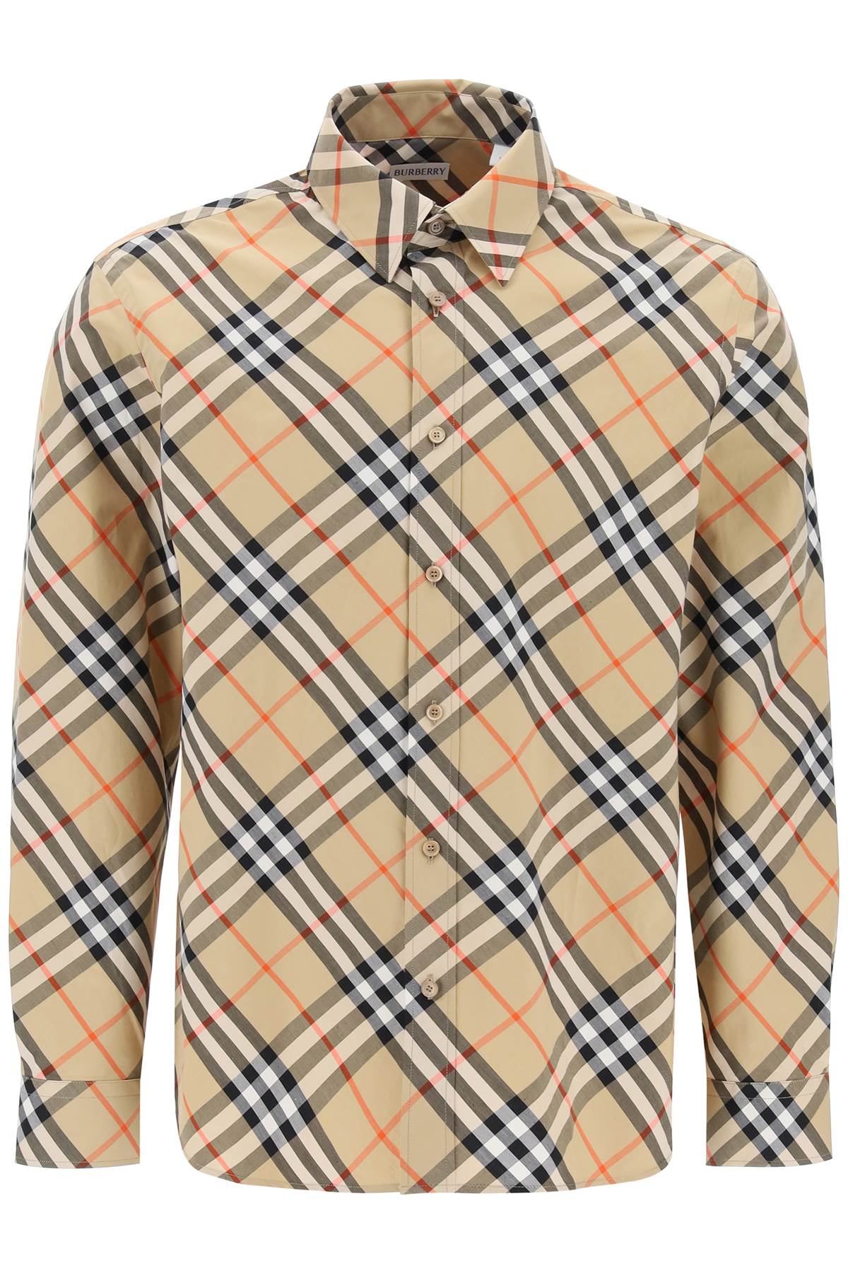 Burberry ered cotton long-sleeved shirt