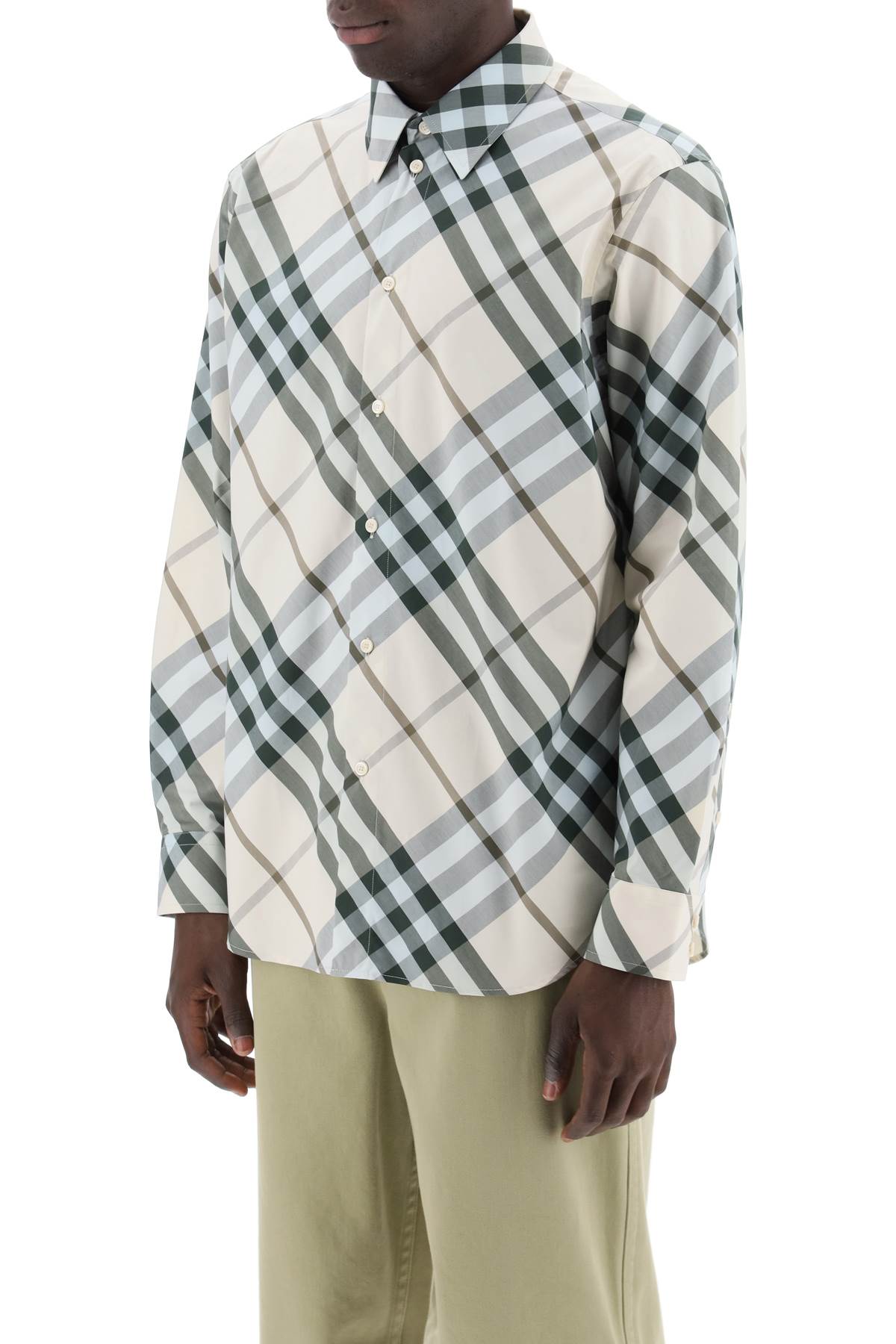 Burberry ered cotton long-sleeved shirt