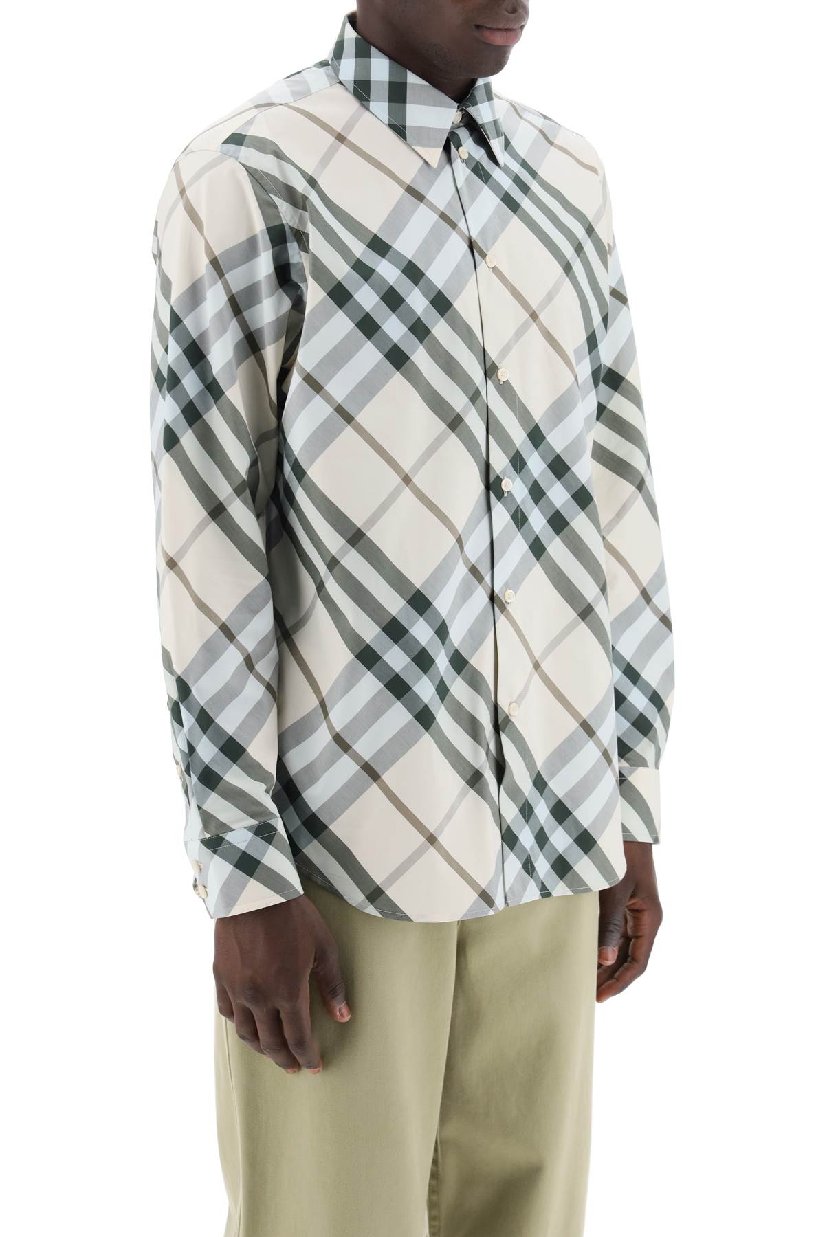 Burberry ered cotton long-sleeved shirt