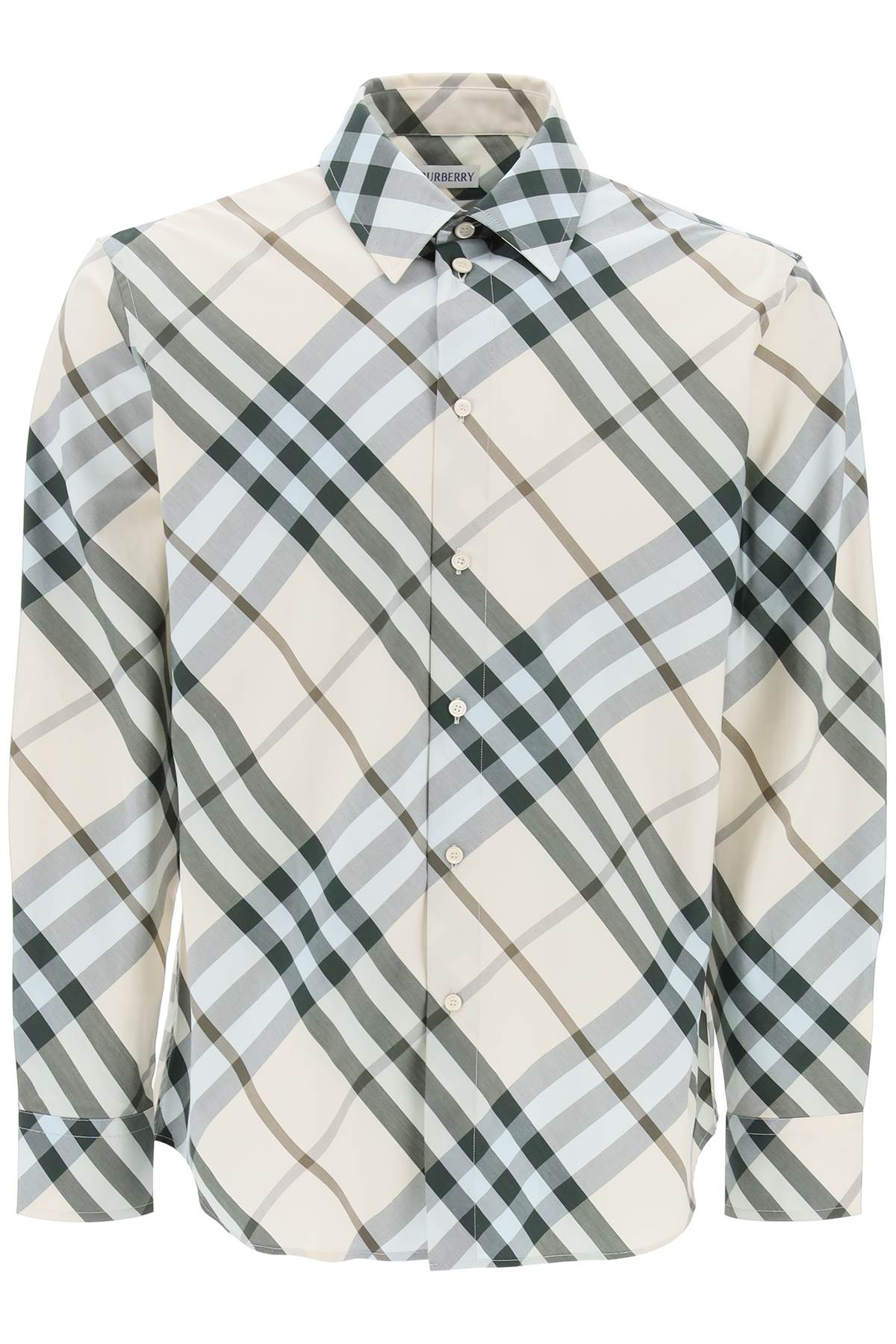 Burberry ered cotton long-sleeved shirt