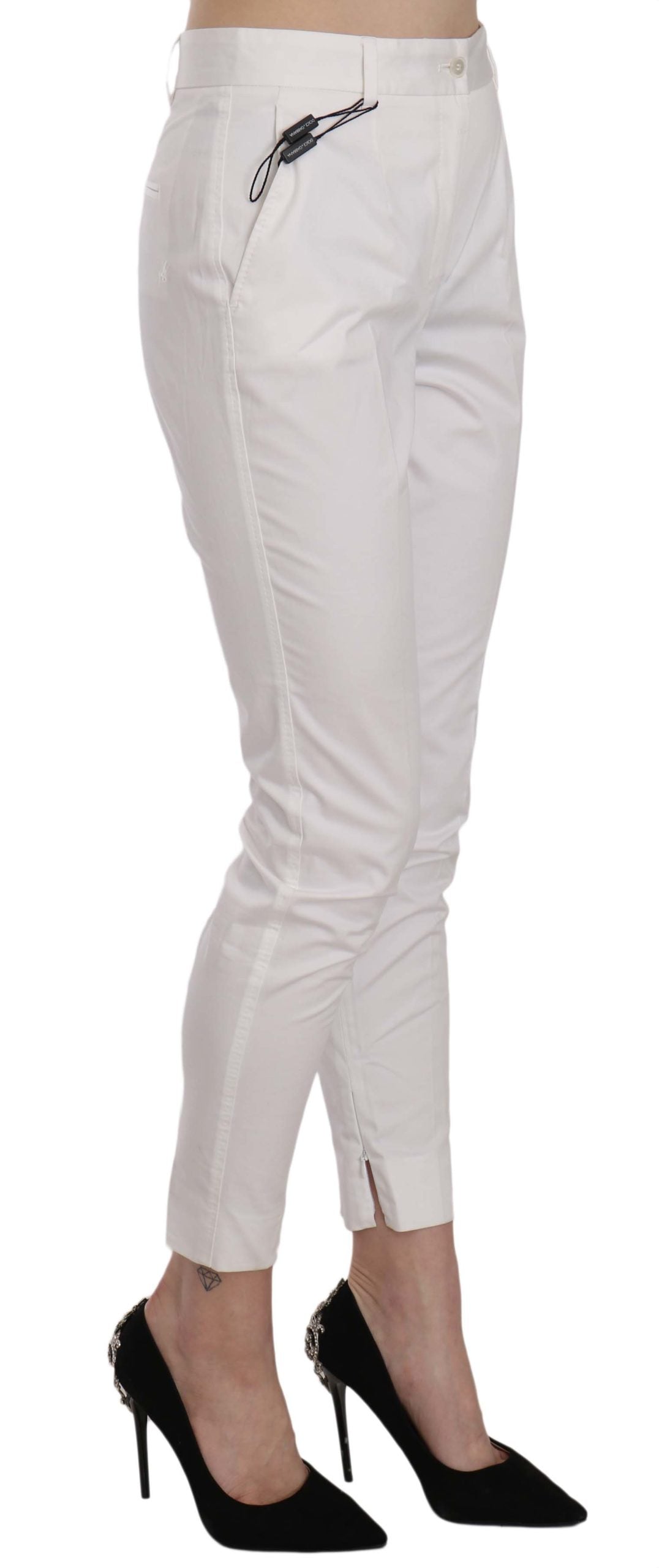 Dolce & Gabbana Elegant White Cotton Blend Trousers